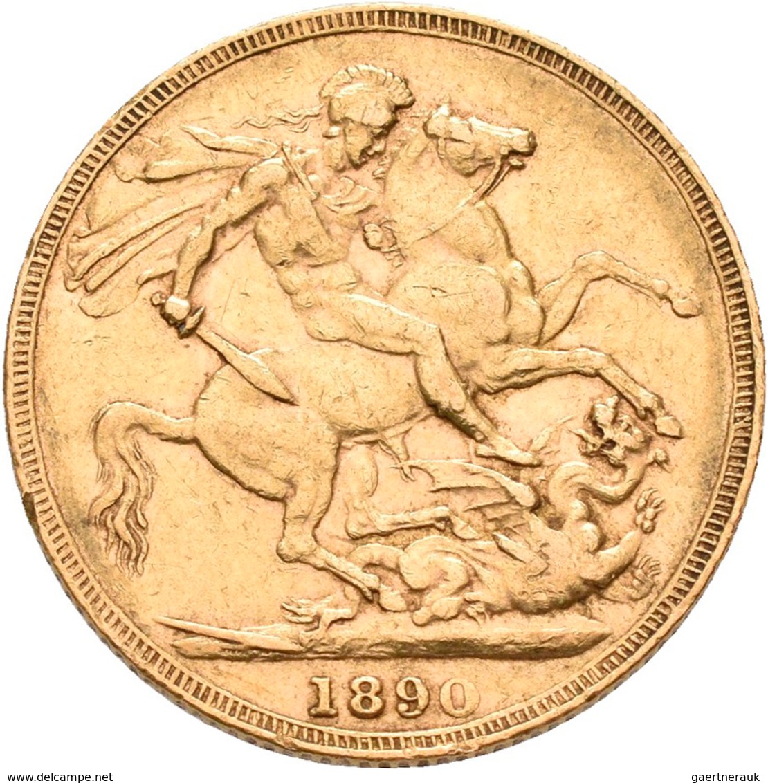 Großbritannien - Anlagegold: Victoria 1837-1901: Sovereign 1890, KM# 767, Friedberg 392. 7,98 G, 917 - Otros & Sin Clasificación