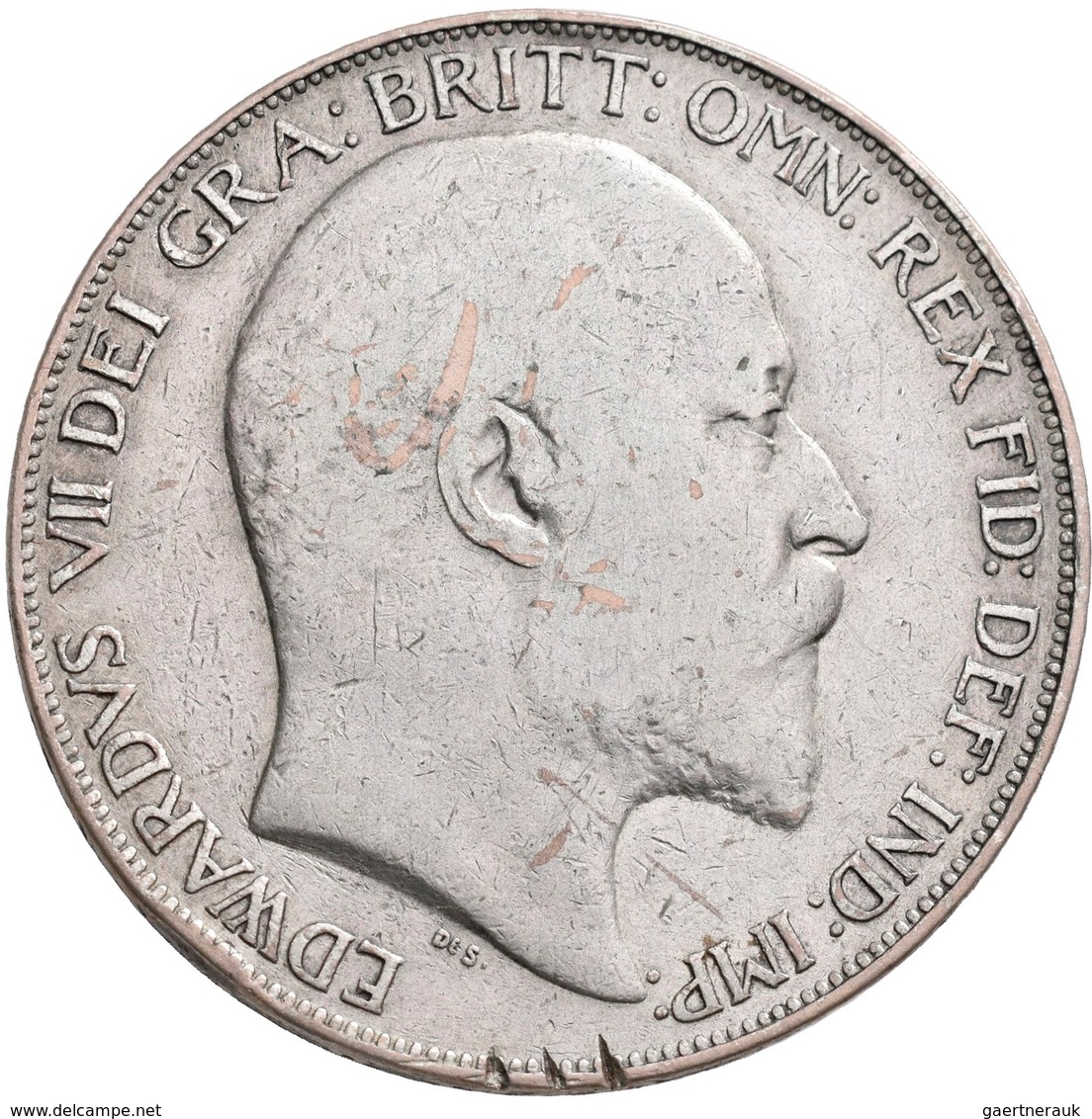 Großbritannien: Edward VII. 1901-1910: Crown 1902, Seaby 3978, KM 803, 27,97 G, Kl. Einhiebe Auf Rüc - Otros & Sin Clasificación