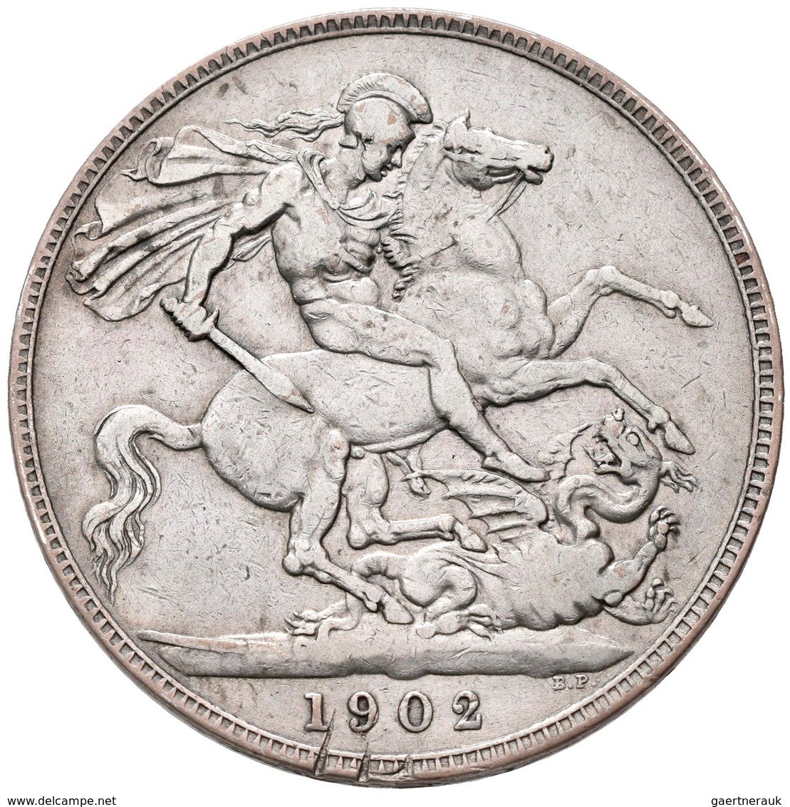 Großbritannien: Edward VII. 1901-1910: Crown 1902, Seaby 3978, KM 803, 27,97 G, Kl. Einhiebe Auf Rüc - Otros & Sin Clasificación