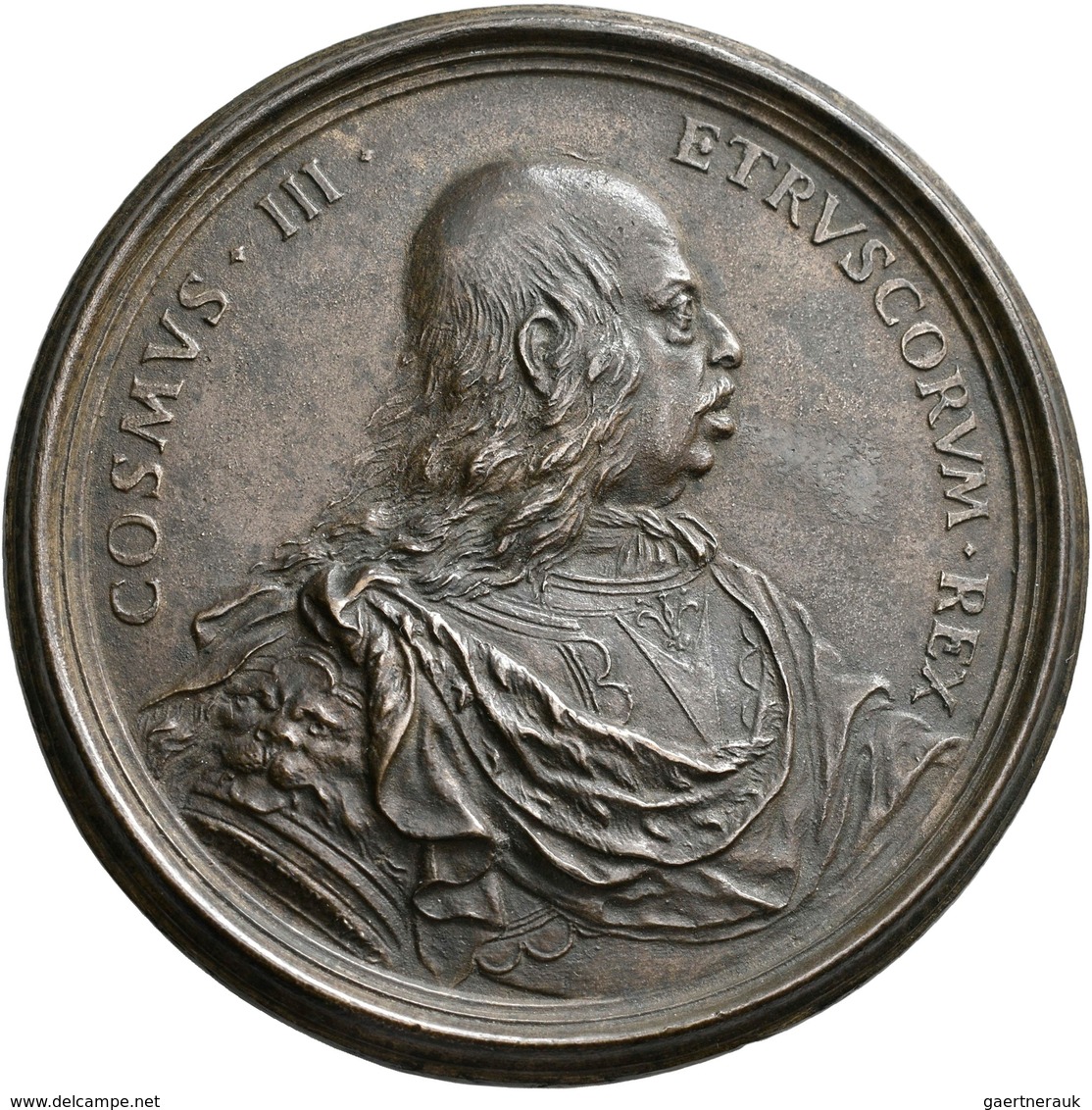 Italien: Toskana, Cosimmo III. De Medici 1670-1723: Bronzegussmedaille O.J. (um 1720) Von Giacchino - 1861-1878 : Víctor Emmanuel II