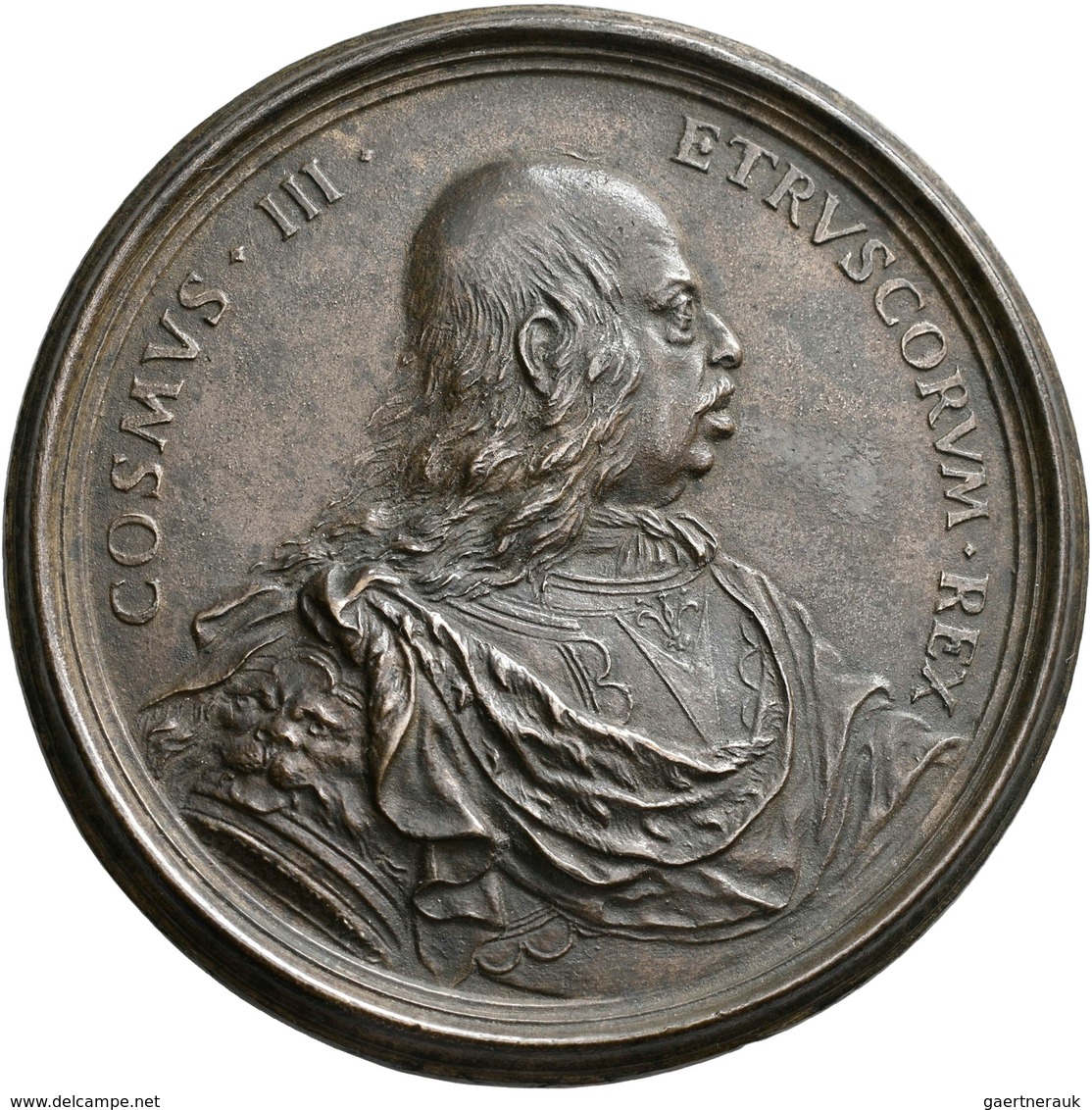 Italien: Toskana, Cosimmo III. De Medici 1670-1723: Bronzegussmedaille O.J. (um 1720) Von Giacchino - 1861-1878 : Victor Emmanuel II.