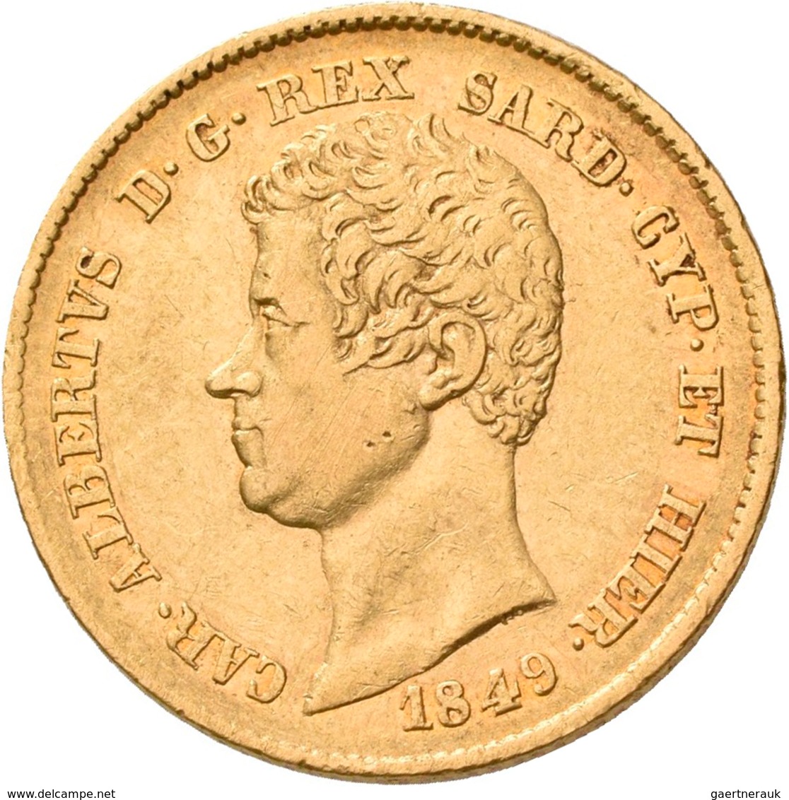 Italien - Anlagegold: Sardinien, Carlo Alberto 1831-1849: 20 Lire 1849 (Anchor/Anker), KM# 131.2, Fr - Sonstige & Ohne Zuordnung