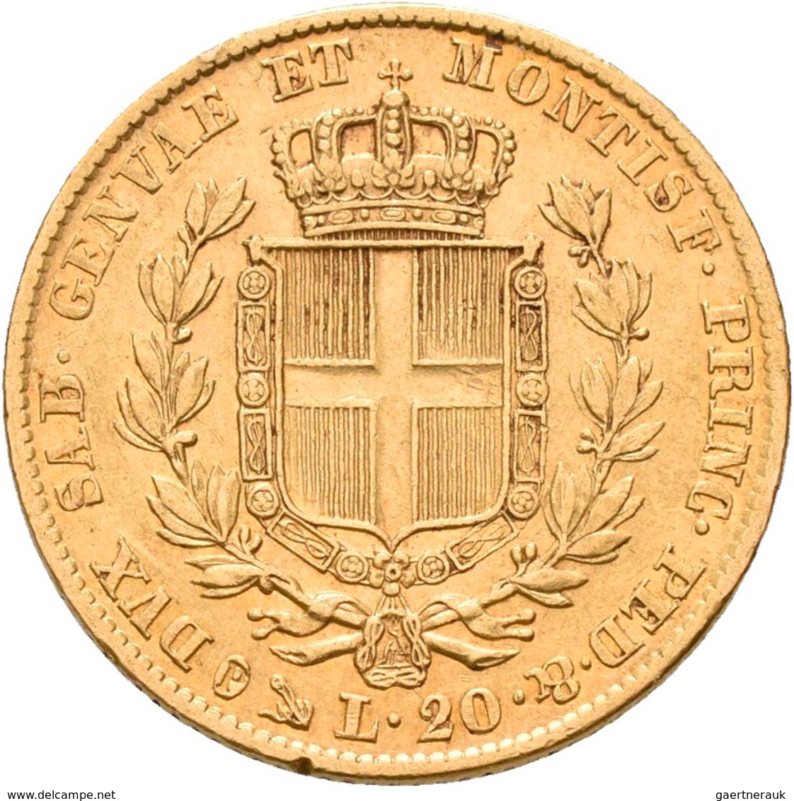 Italien - Anlagegold: Sardinien, Carlo Alberto 1831-1849: 20 Lire 1849 (Anchor/Anker), KM# 131.2, Fr - Sonstige & Ohne Zuordnung