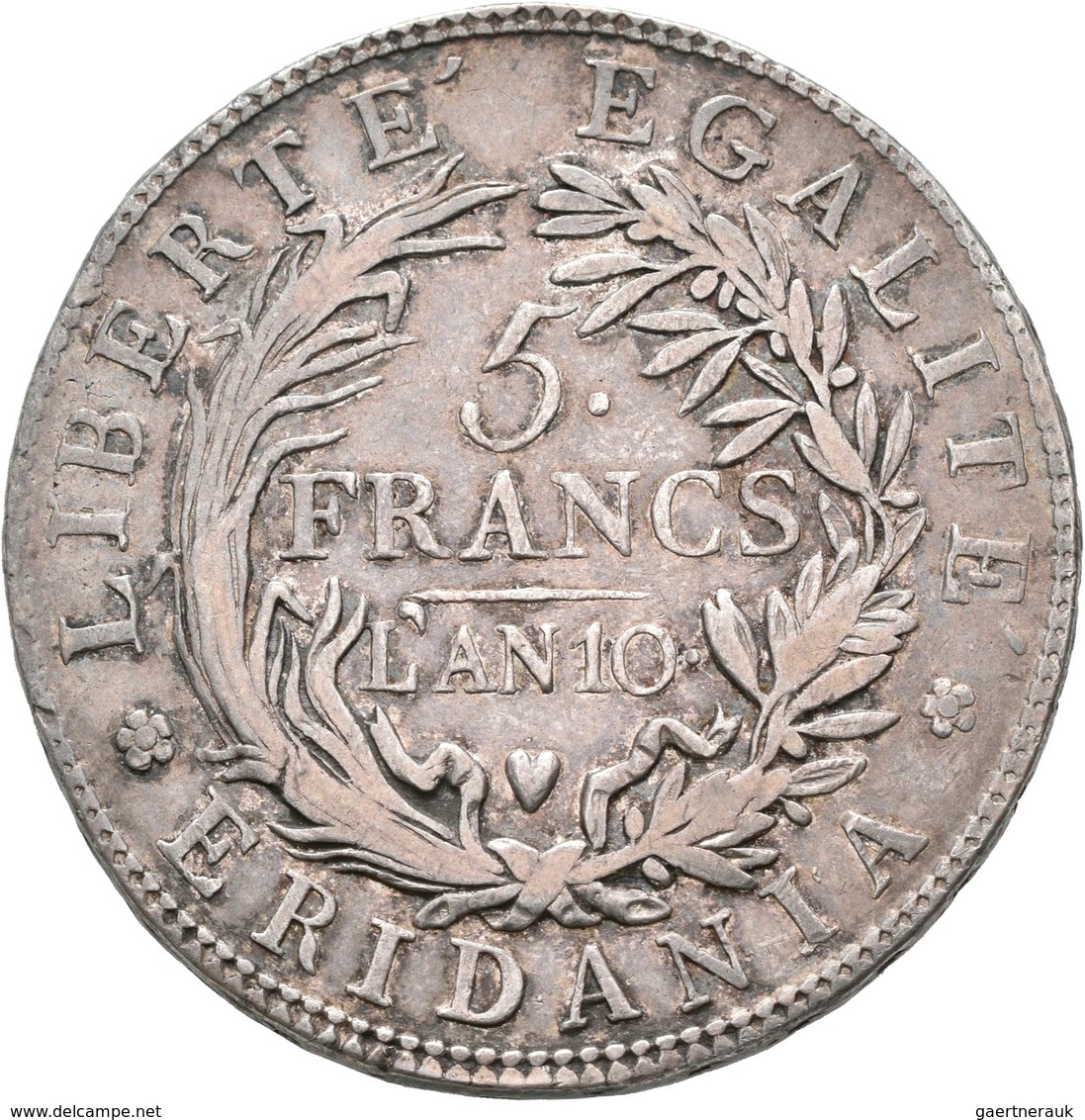 Italien: Repubblica Subalpina 1800-1802: 5 Franchi L'AN 10 (1802), Gigante 4, Pagani 6, 24,75 G, Seh - 1861-1878 : Víctor Emmanuel II
