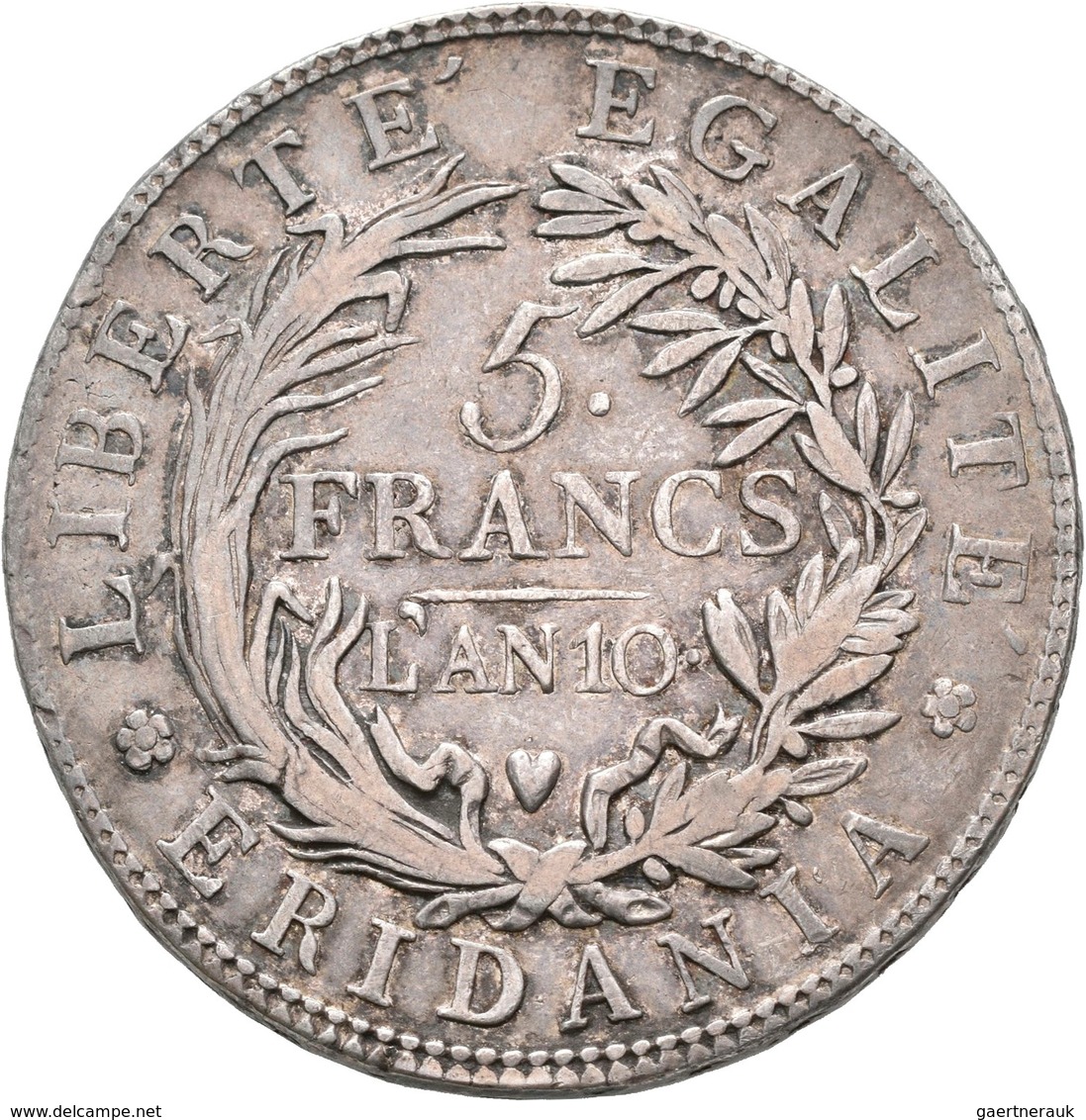 Italien: Repubblica Subalpina 1800-1802: 5 Franchi L'AN 10 (1802), Gigante 4, Pagani 6, 24,75 G, Seh - 1861-1878 : Victor Emmanuel II.