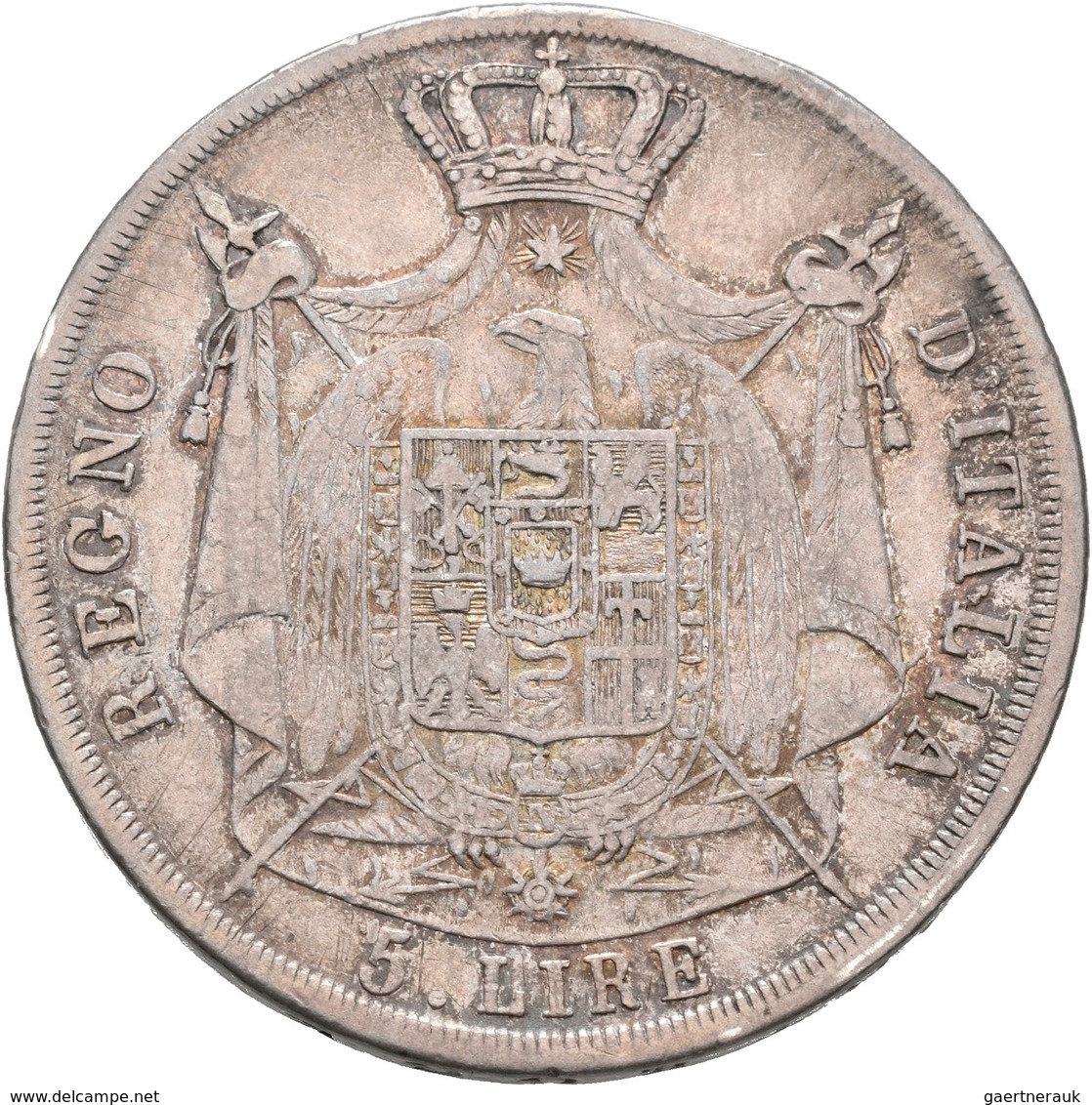 Italien: Napoleon I. 1804-1814: 5 Lire 1809 M, Milano, Montenegro 220, Davenport 202, 24,72 G, Kratz - 1861-1878 : Víctor Emmanuel II