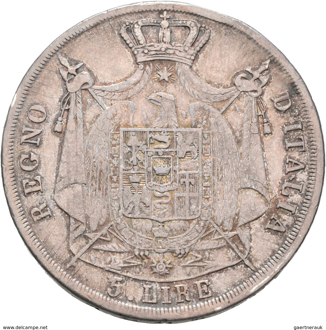 Italien: Napoleon I. 1804-1814: 5 Lire 1809 M, Milano, Montenegro 220, Davenport 202, 24,72 G, Kratz - 1861-1878 : Victor Emmanuel II.