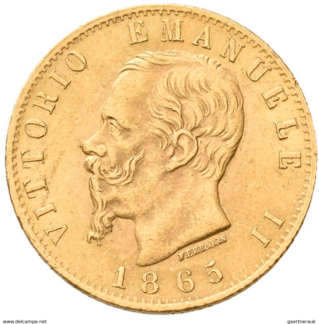 Italien - Anlagegold: Vittorio Emanuele II. 1861-1878: 20 Lire 1865 T BN, KM# 10.1, Friedberg 11. 6, - Altri & Non Classificati