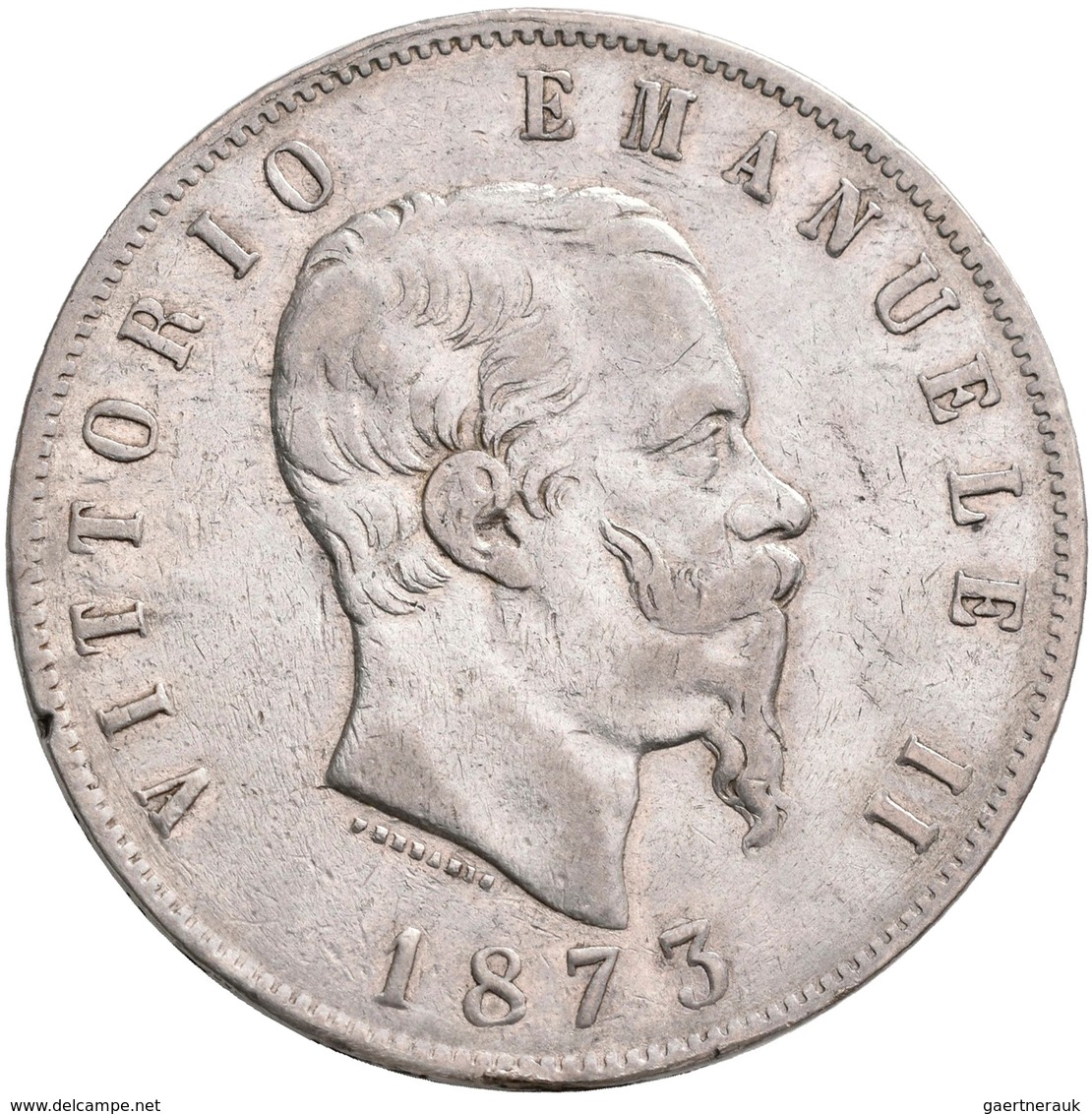 Italien: Königreich 1861-1943: Lot 2 Stück; 5 Lire 1873 M Milano + 5 Lire 1879 R Roma, Sehr Schön. - 1861-1878 : Victor Emmanuel II.