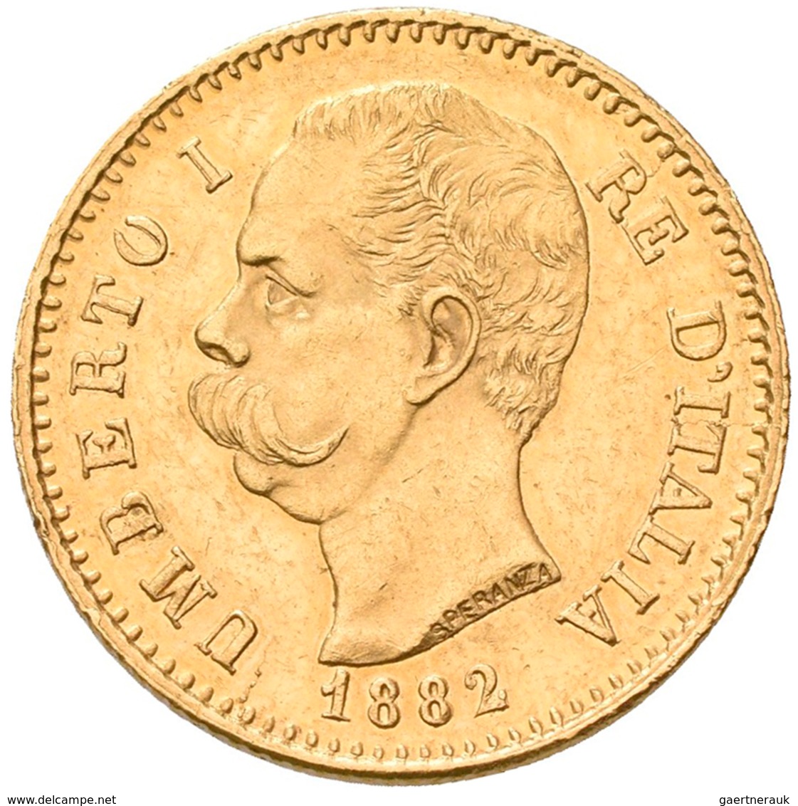 Italien - Anlagegold: Umberto I. 1878-1900: 20 Lire 1882 R - Rom, KM# 21, Friedberg 21. 6,44 G, 900/ - Other & Unclassified