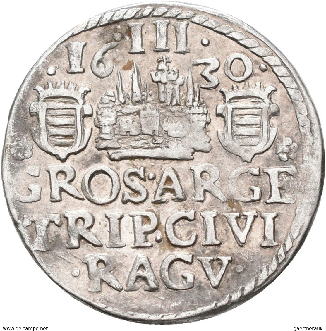 Kroatien: Republik Ragusa: 3 Gröscher (Artiluk) 1630. Brustbild Des Hl. Blasius. RAGVSII S BLASIUS / - Croacia