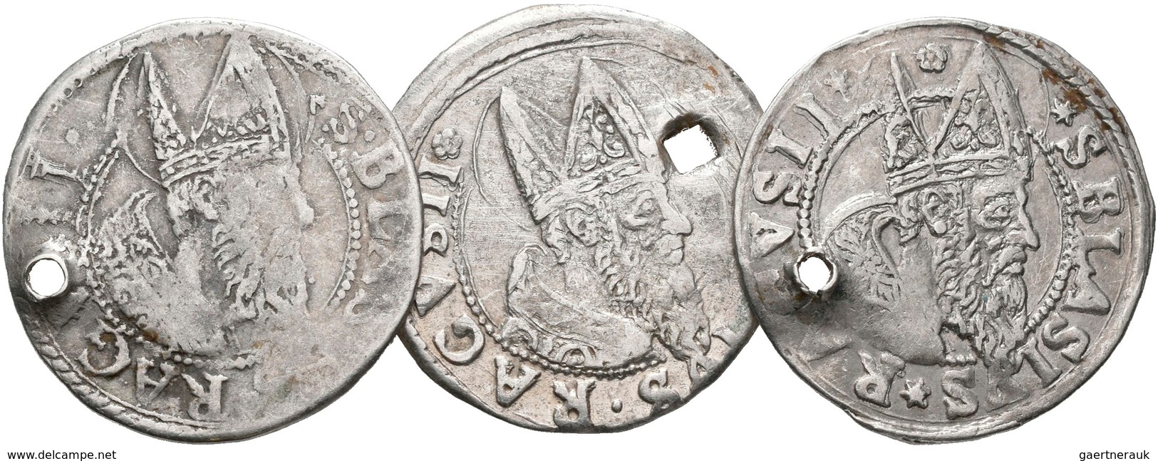 Kroatien: Republik Ragusa: Lot 3 Münzen: 3 Gröscher (Artiluk) 1628/1629/1632. Brustbild Des Hl. Blas - Croazia