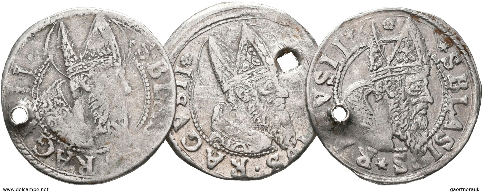 Kroatien: Republik Ragusa: Lot 3 Münzen: 3 Gröscher (Artiluk) 1628/1629/1632. Brustbild Des Hl. Blas - Kroatien