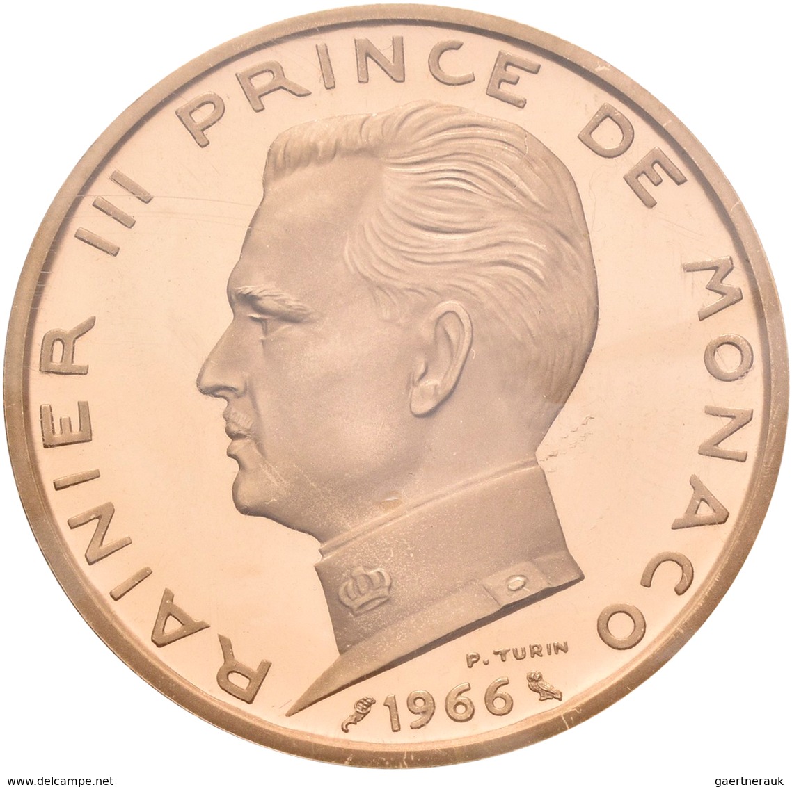 Monaco - Anlagegold: Rainier III. 1949-2005: 5 Francs 1966, 100 Jahre Monte Carlo. Probe (Essai) Von - Altri & Non Classificati