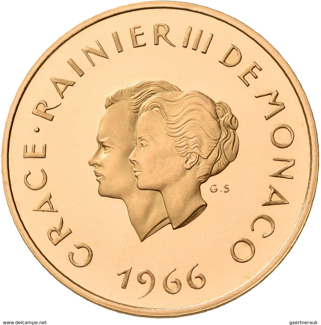 Monaco - Anlagegold: Rainier III. 1949-2005: 200 Francs 1966, 10 Hochzeitstag Mit Grace Kelly. Gad. - Altri & Non Classificati