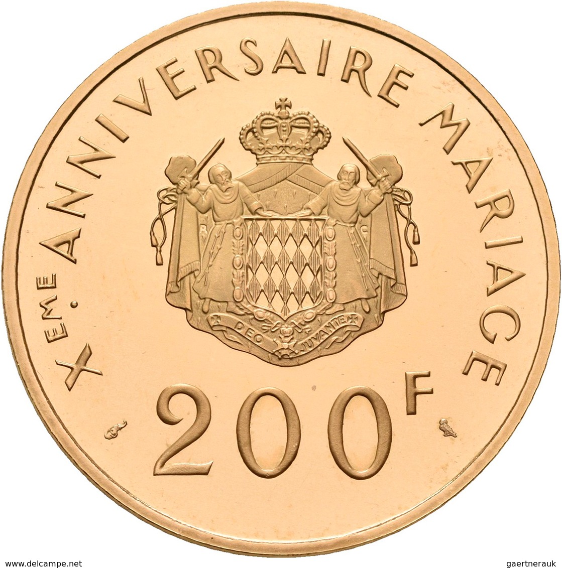 Monaco - Anlagegold: Rainier III. 1949-2005: 200 Francs 1966, 10 Hochzeitstag Mit Grace Kelly. Gad. - Other & Unclassified