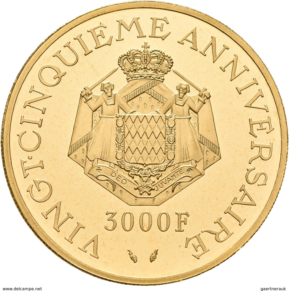 Monaco - Anlagegold: Rainier III. 1949-2005: 3000 Francs 1974, 25. Jähriges Regierungsjubiläum. Gad. - Altri & Non Classificati