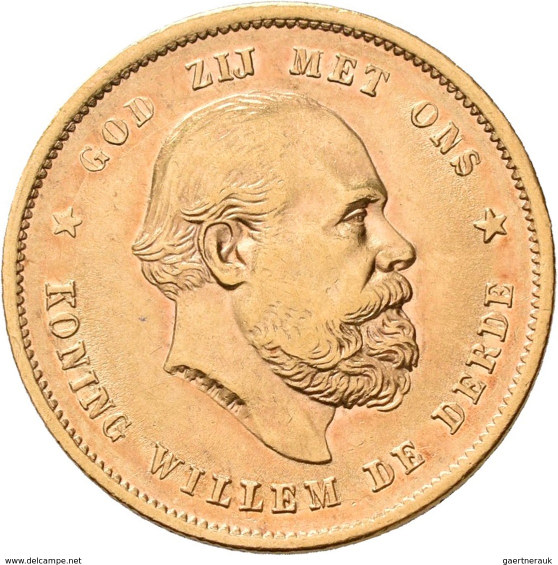 Niederlande - Anlagegold: Wilhelm III. 1849-1890: 10 Gulden 1876, KM# 106, Friedberg 342. 6,70 G, 90 - Monedas En Oro Y Plata