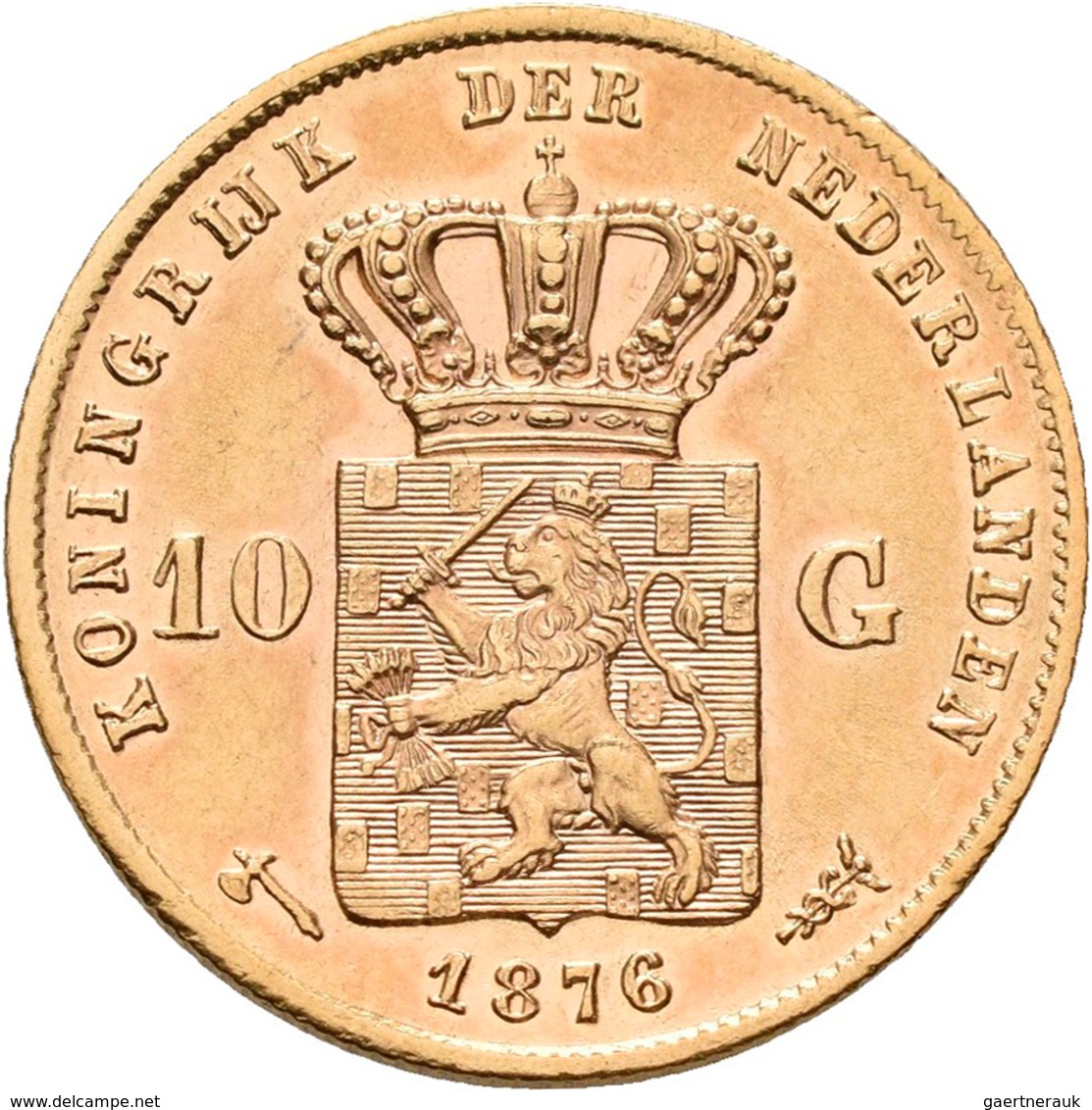 Niederlande - Anlagegold: Wilhelm III. 1849-1890: 10 Gulden 1876, KM# 106, Friedberg 342. 6,70 G, 90 - Monete D'Oro E D'Argento