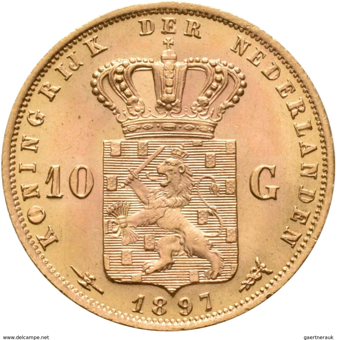 Niederlande - Anlagegold: Wilhelmina 1890-1948: 10 Gulden 1897, KM# 118, Friedberg 347. 6,70 G, 900/ - Gold- & Silbermünzen