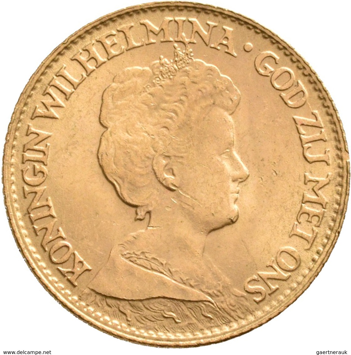 Niederlande - Anlagegold: Wilhelmina 1890-1948: 10 Gulden 1917, KM# 149, Friedberg 349. 6,70 G, 900/ - Gold- & Silbermünzen