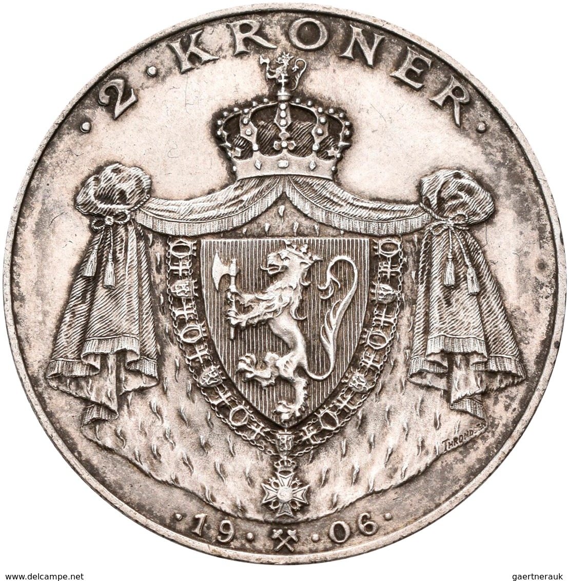 Norwegen: Haakon VII. 1905-1957: 2 Kronen 1906 Auf Die Unabhängigkeit 1905. KM# 363, Ahlström 3. Seh - Norvegia