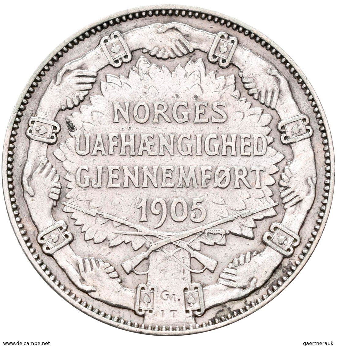 Norwegen: Haakon VII. 1905-1957: 2 Kronen 1907 Auf Die Unabhängigkeit 1905. KM# 365, Ahlström 4. Ent - Norwegen