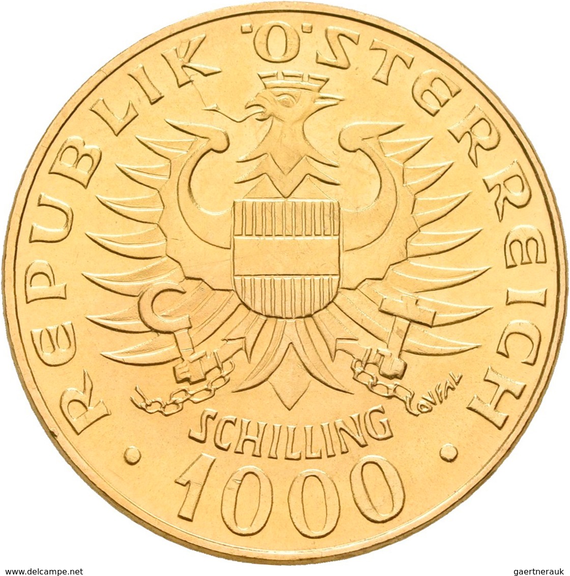 Österreich - Anlagegold: 2. Republik Ab 1945: 1000 Schilling 1976, Babenberger, KM# 2933, Friedberg - Oesterreich