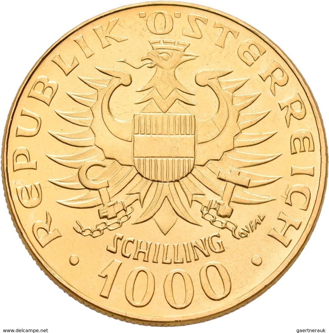 Österreich - Anlagegold: 2. Republik Ab 1945: 1000 Schilling 1976, Babenberger, KM# 2933, Friedberg - Austria