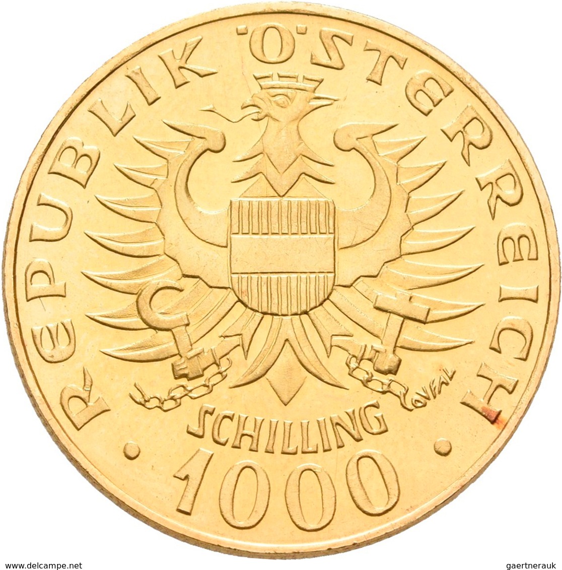 Österreich - Anlagegold: 2. Republik Ab 1945: 1000 Schilling 1976, Babenberger, KM# 2933, Friedberg - Austria