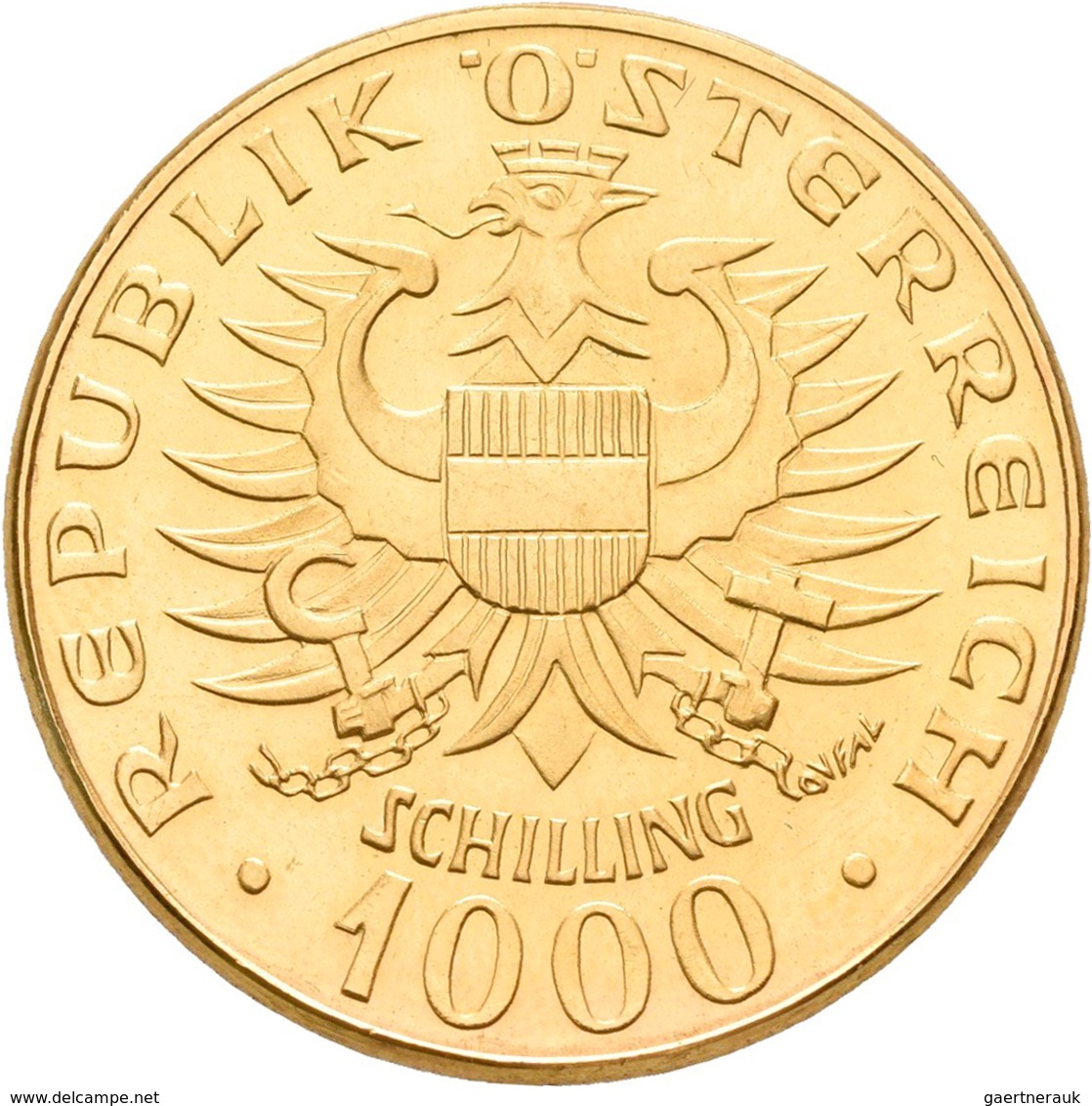 Österreich - Anlagegold: 2. Republik Ab 1945: 1000 Schilling 1976, Babenberger, KM# 2933, Friedberg - Austria