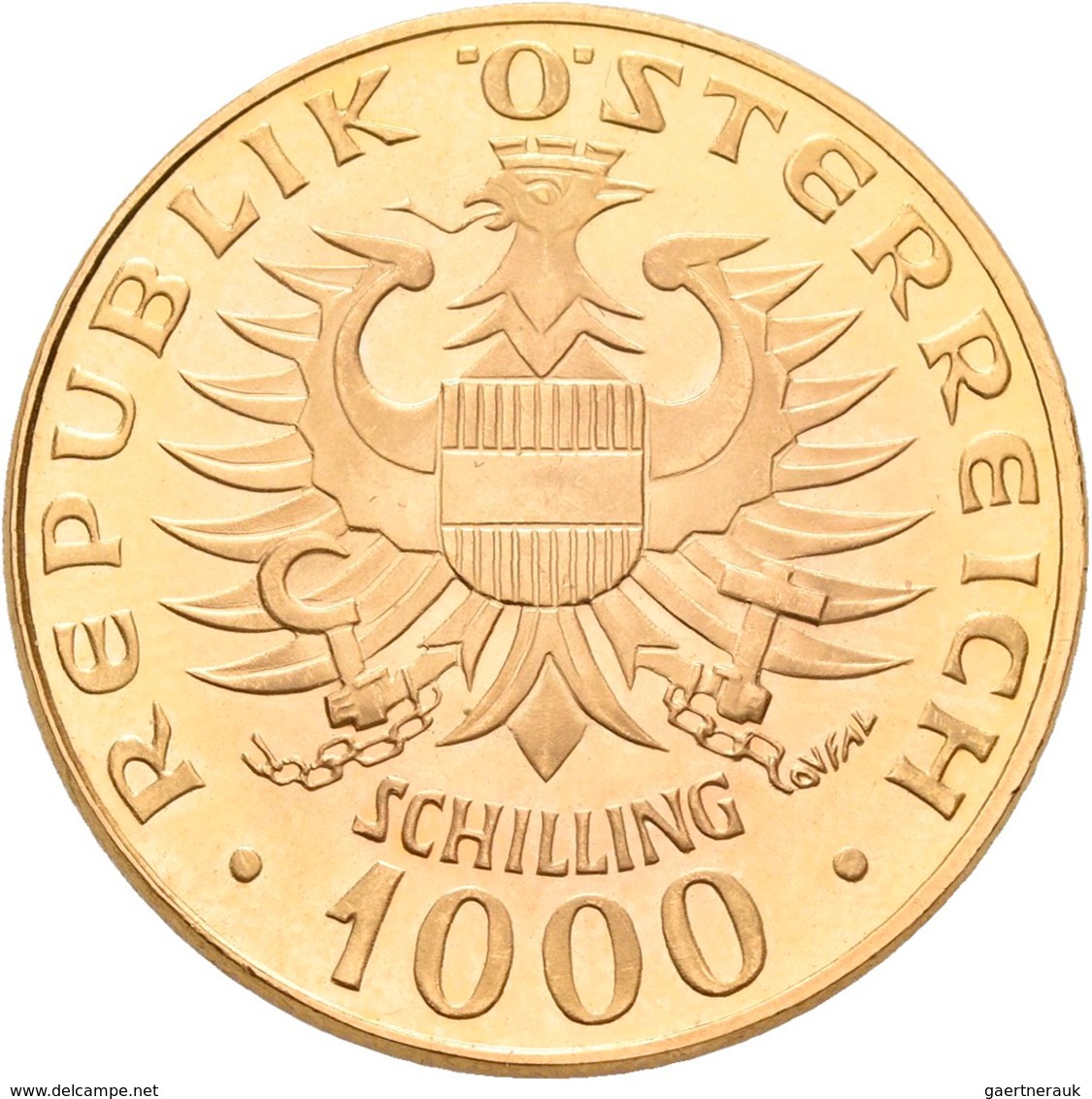 Österreich - Anlagegold: 2. Republik Ab 1945: 1000 Schilling 1976, Babenberger, KM# 2933, Friedberg - Austria