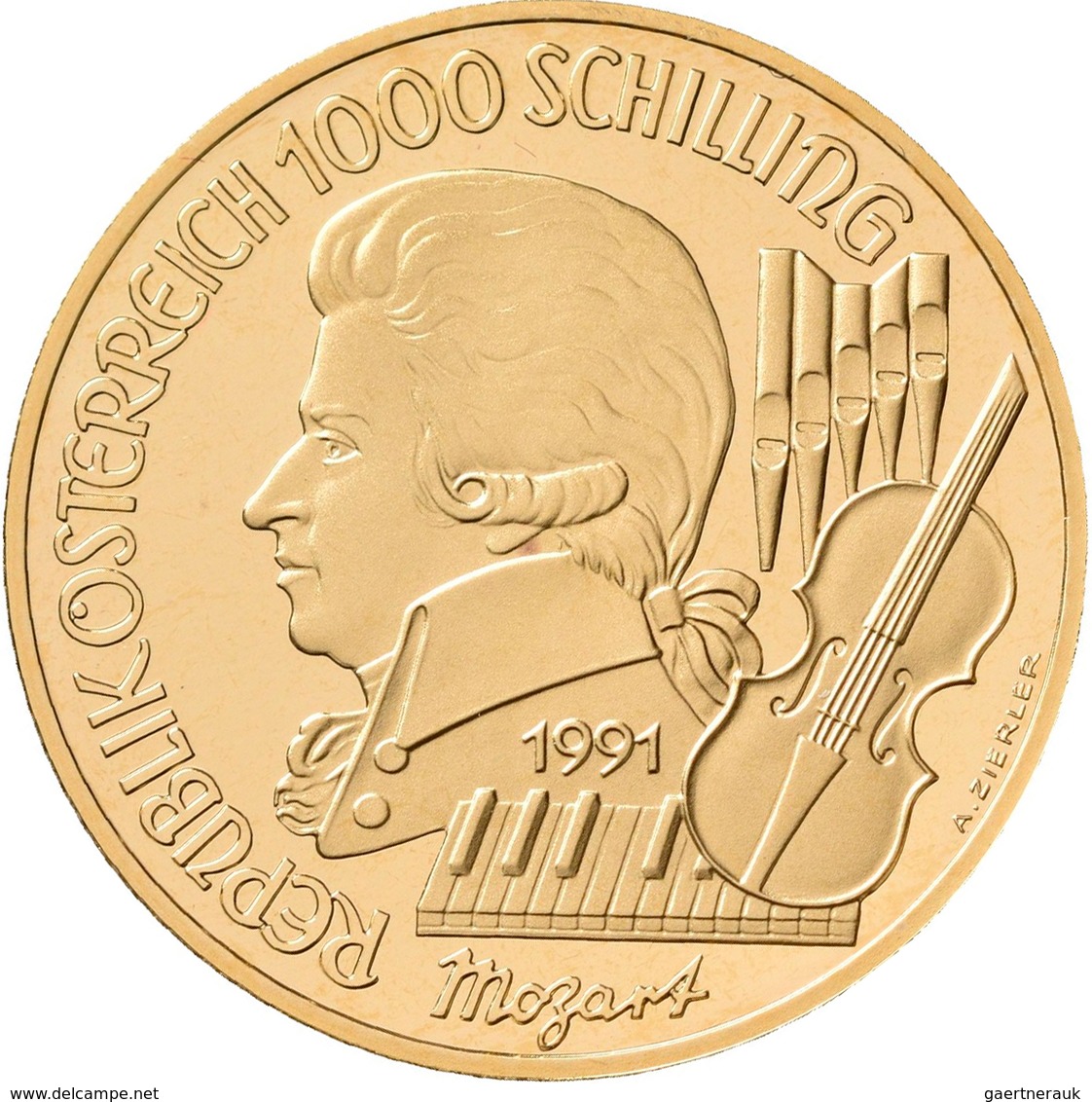 Österreich - Anlagegold: 2. Republik Ab 1945: Lot 2 Goldmünzen, Serie Wolfgang Amadeus Mozart 1991: - Austria
