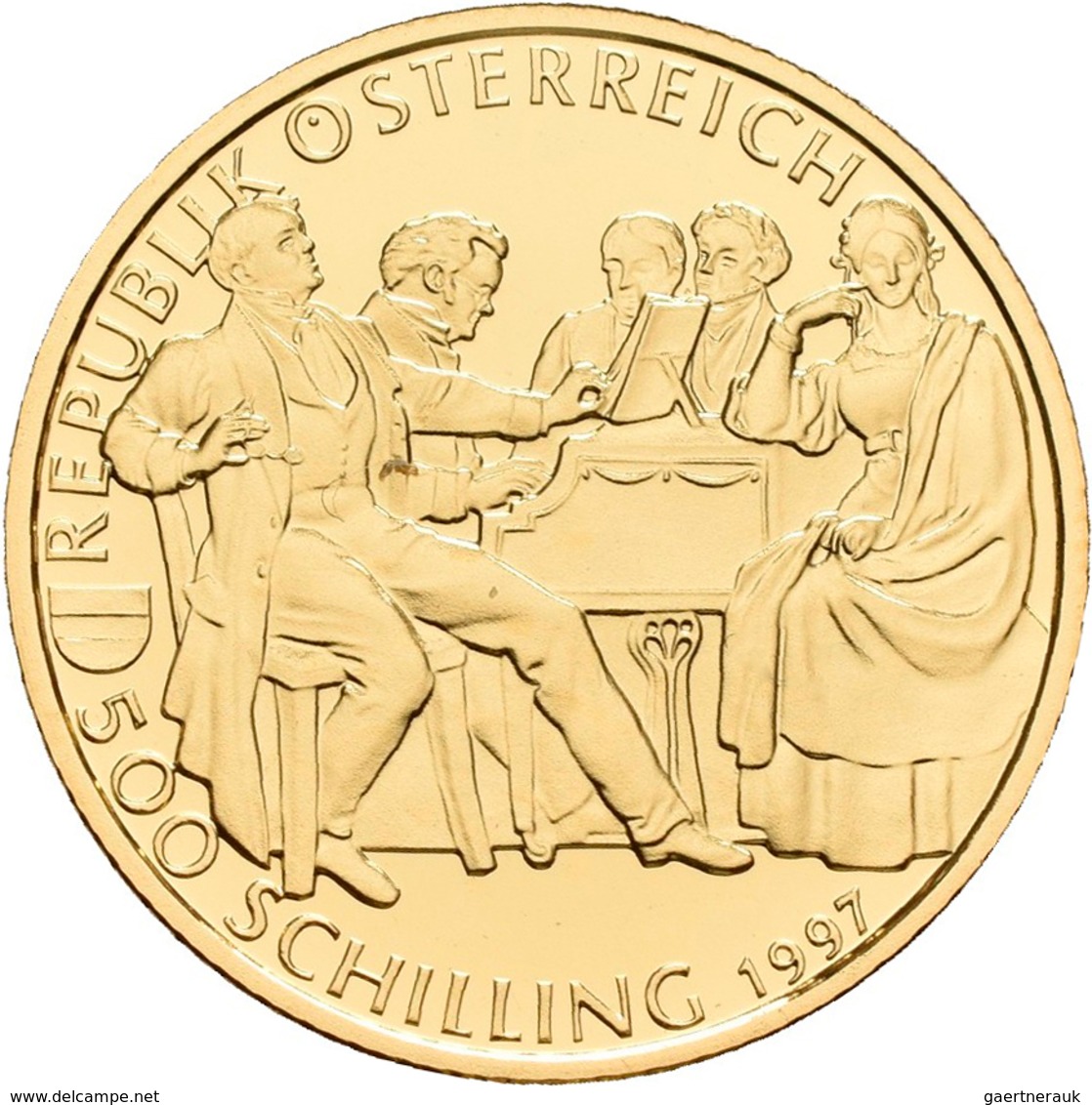 Österreich - Anlagegold: 2. Republik Ab 1945: Lot 2 Goldmünzen: 500 Schilling 1997, Franz Schubert, - Oesterreich