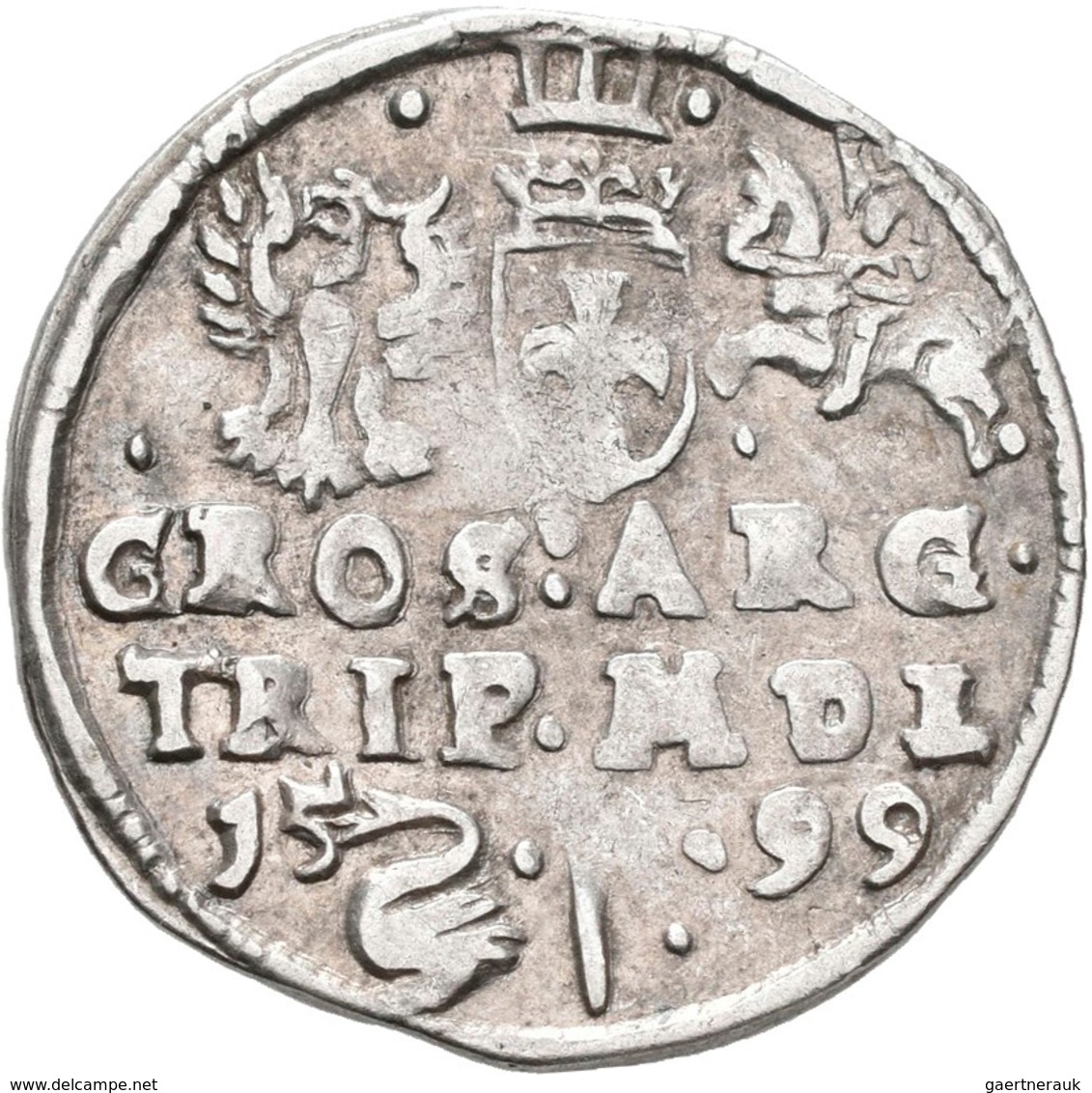 Polen: Sigismund III. (Zygmunt III. Waza) 1587-1632: 3 Gröscher / Grosze (Trojak) 1599 Lithuania / L - Polonia