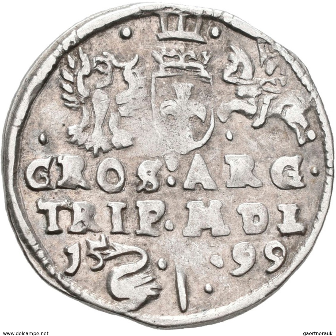 Polen: Sigismund III. (Zygmunt III. Waza) 1587-1632: 3 Gröscher / Grosze (Trojak) 1599 Lithuania / L - Polen