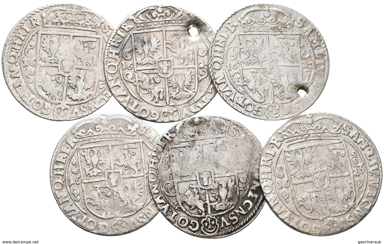 Polen: Sigismund III. (Zygmunt III. Waza) 1587-1632: Lot 6 Münzen: Ort (1/4 Taler / 18 Groszy) 1622 - Polonia