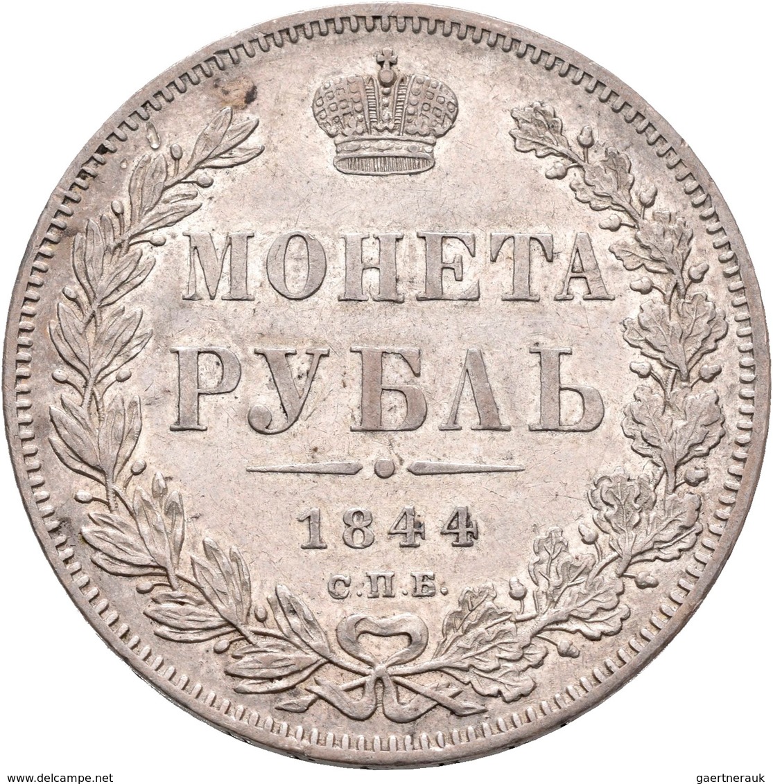 Russland: Nikolaus I. 1825-1855: Rubel 1844, SPB/KB-St. Petersburg, Bitkin 205, Davenport 283, 20,83 - Rusia