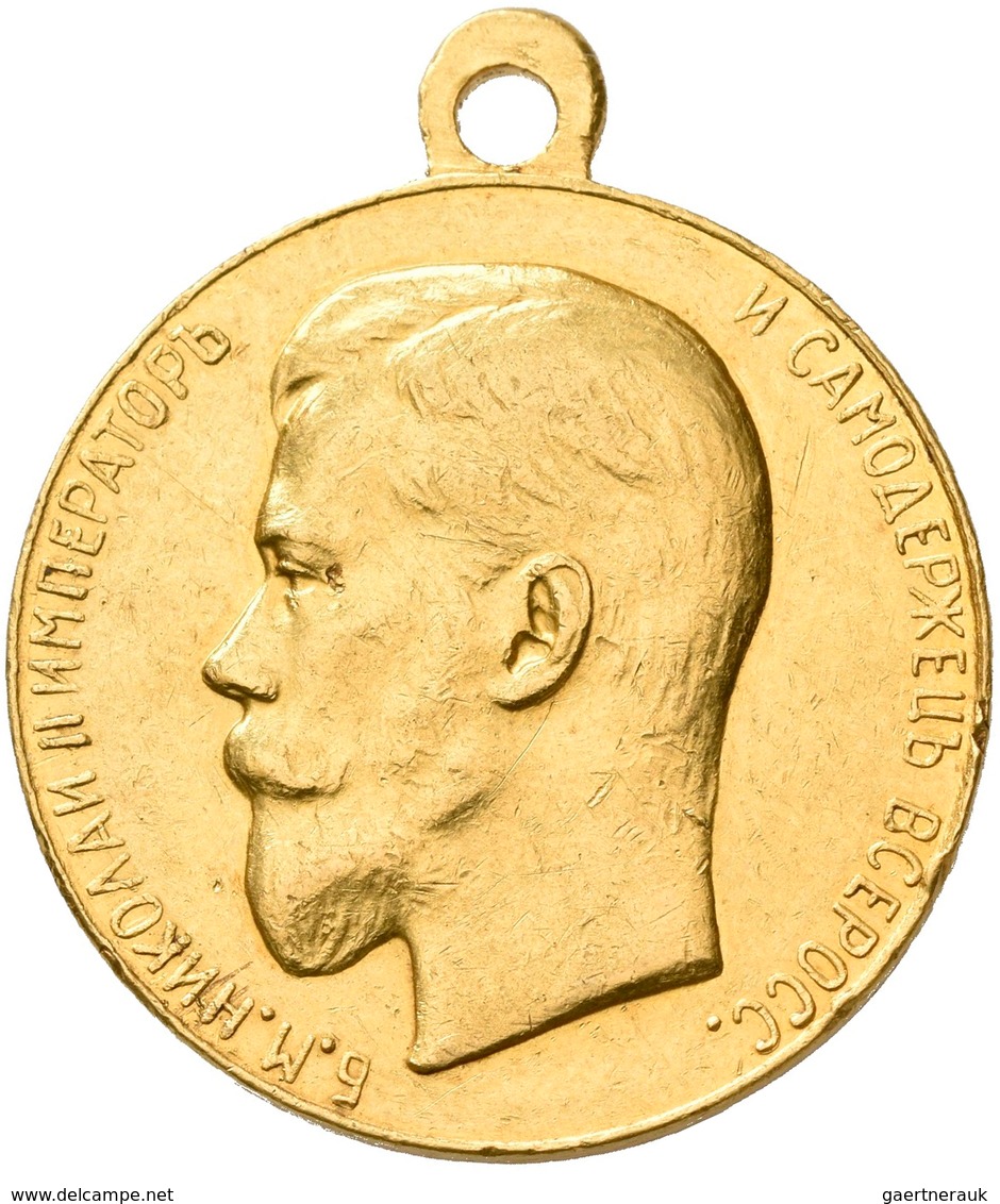 Russland: Nikolaus II. 1894-1917: Goldmedaille O.J. (1894), Für Eifer/ Fleiß. 24,14 G, Av.: Kopf Nac - Russland