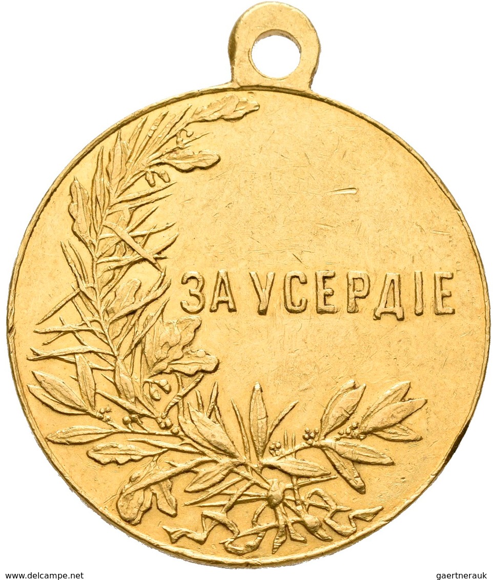 Russland: Nikolaus II. 1894-1917: Goldmedaille O.J. (1894), Für Eifer/ Fleiß. 24,14 G, Av.: Kopf Nac - Russia