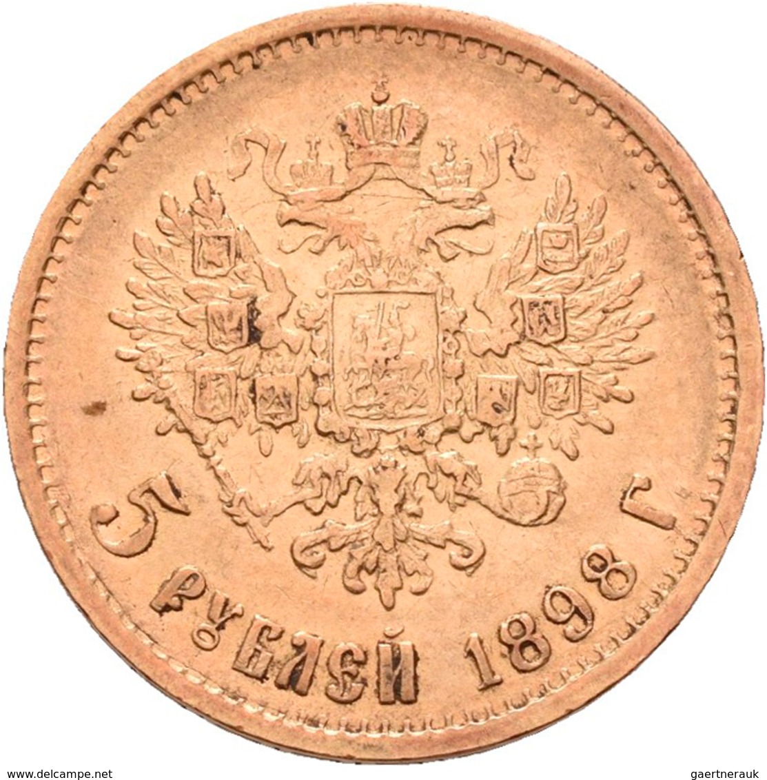 Russland - Anlagegold: Nikolaus II. 1894-1917: 5 Rubel 1898 (AG-Avraam Hutseus). KM Y# 62, Friedberg - Rusia