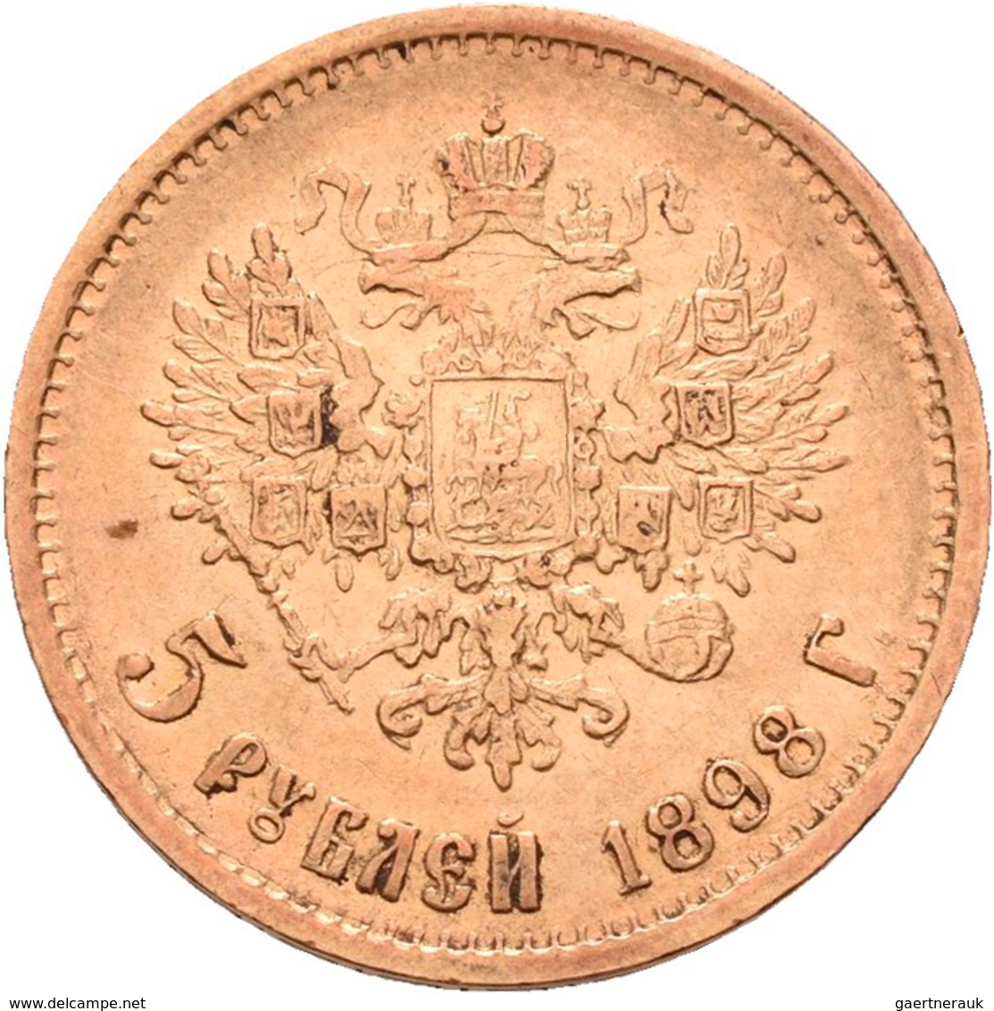 Russland - Anlagegold: Nikolaus II. 1894-1917: 5 Rubel 1898 (AG-Avraam Hutseus). KM Y# 62, Friedberg - Russland