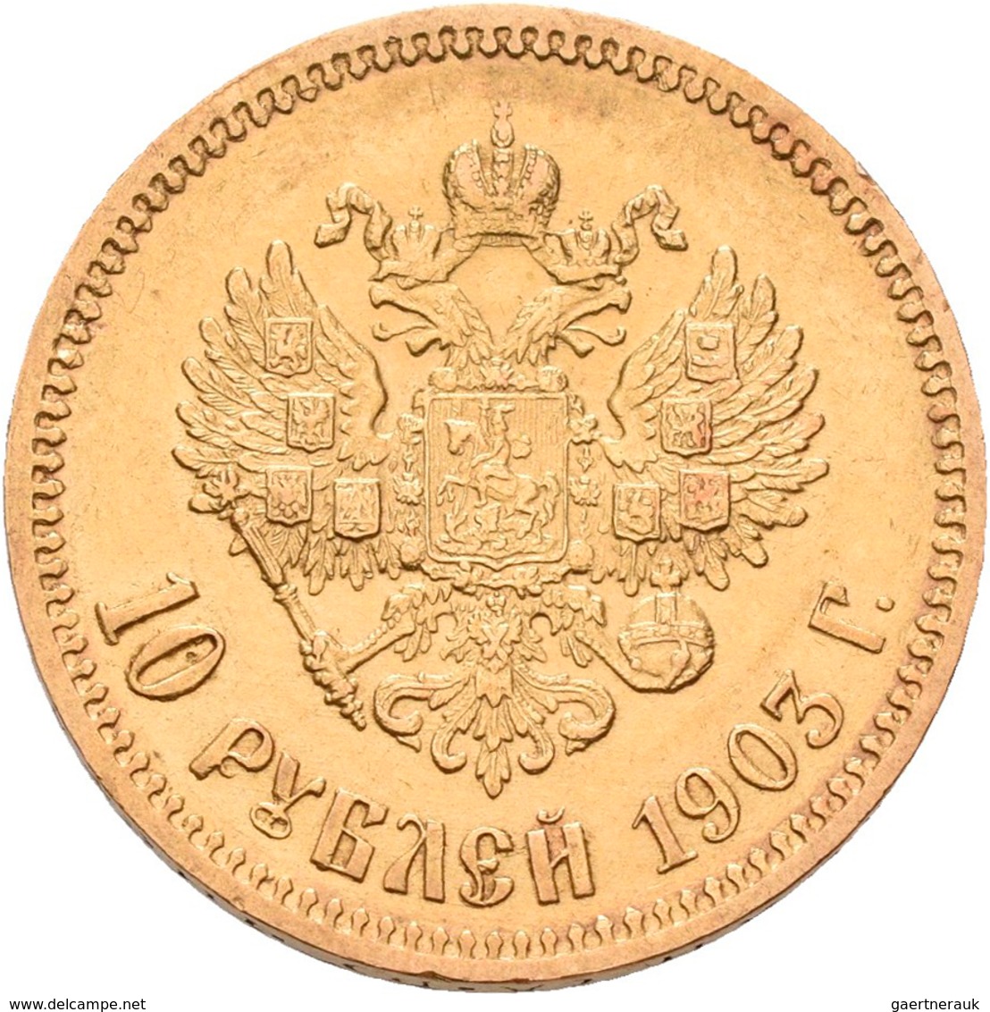 Russland - Anlagegold: Nikolaus II. 1894-1917: 10 Rubel 1903 (AR - Alexander Redko). KM Y# 64, Fried - Rusland