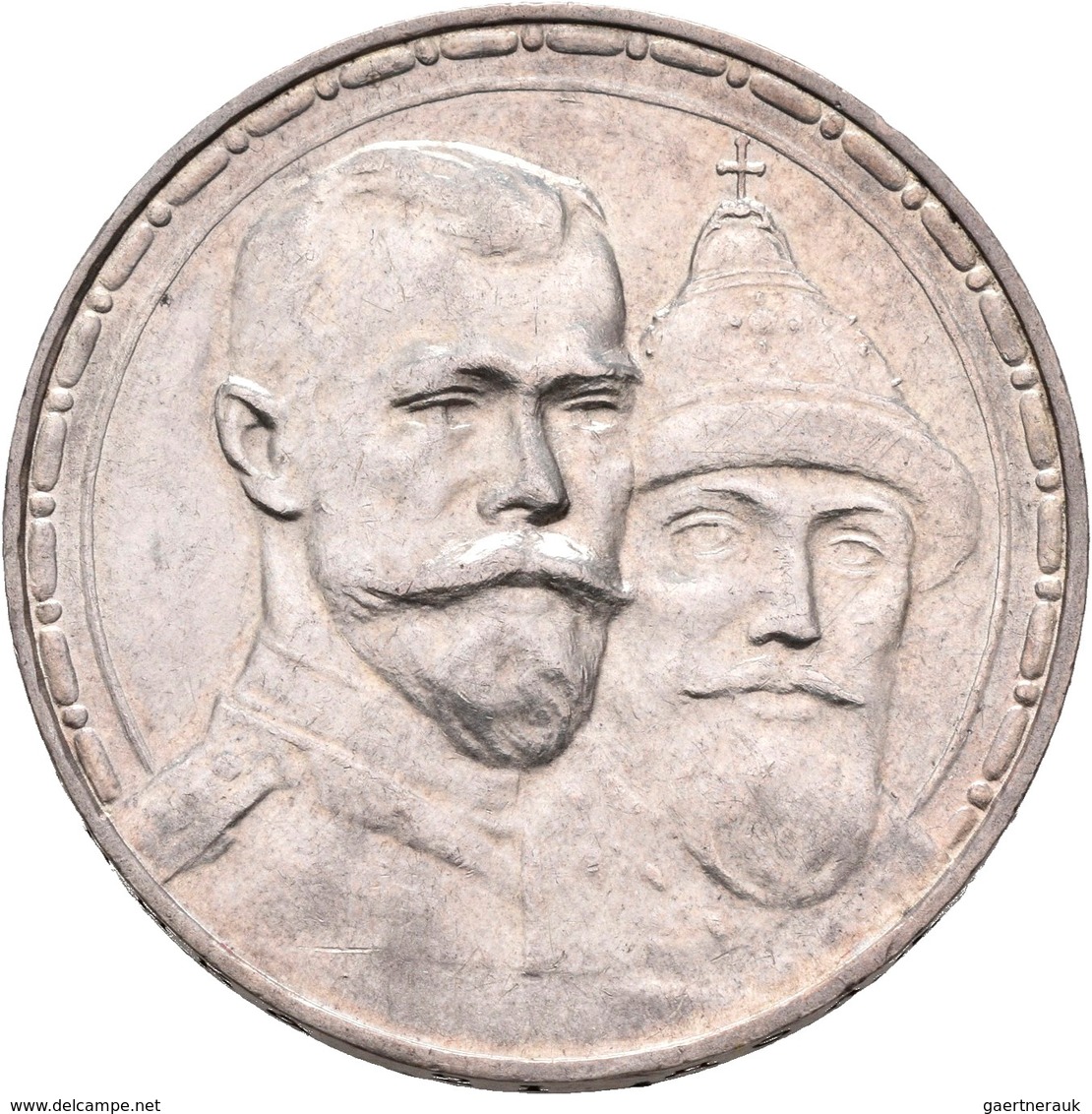 Russland: Nikolaus II. 1894-1917: Rubel 1913, 300 Jahre Haus Romanov, Davenport 298, 19,99 G, Winz. - Russia