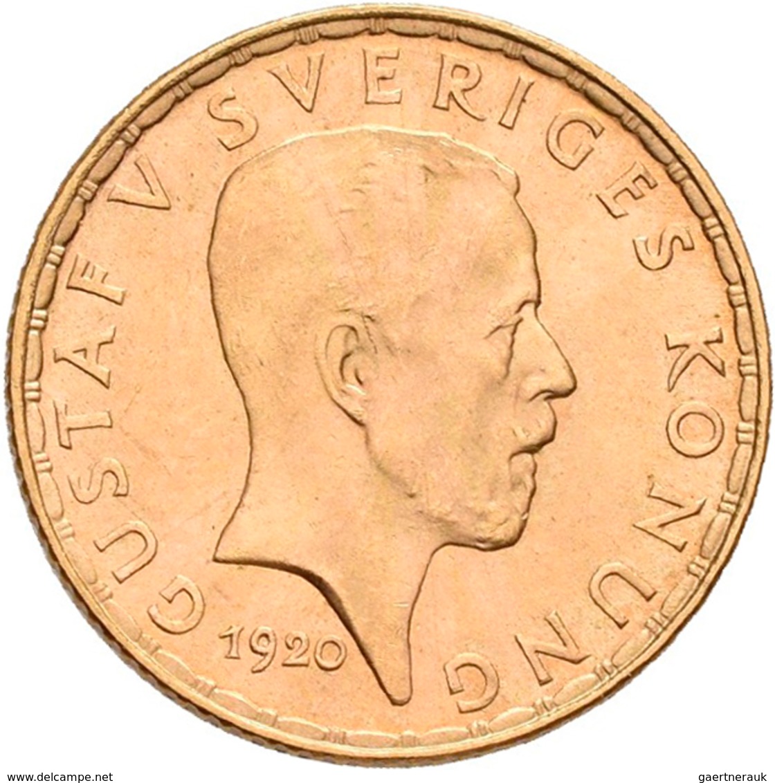 Schweden - Anlagegold: Gustav V. 1907-1905: 5 Kronor 1920. KM# 797, Friedberg 97. 2,24 G, 900/1000 G - Sweden