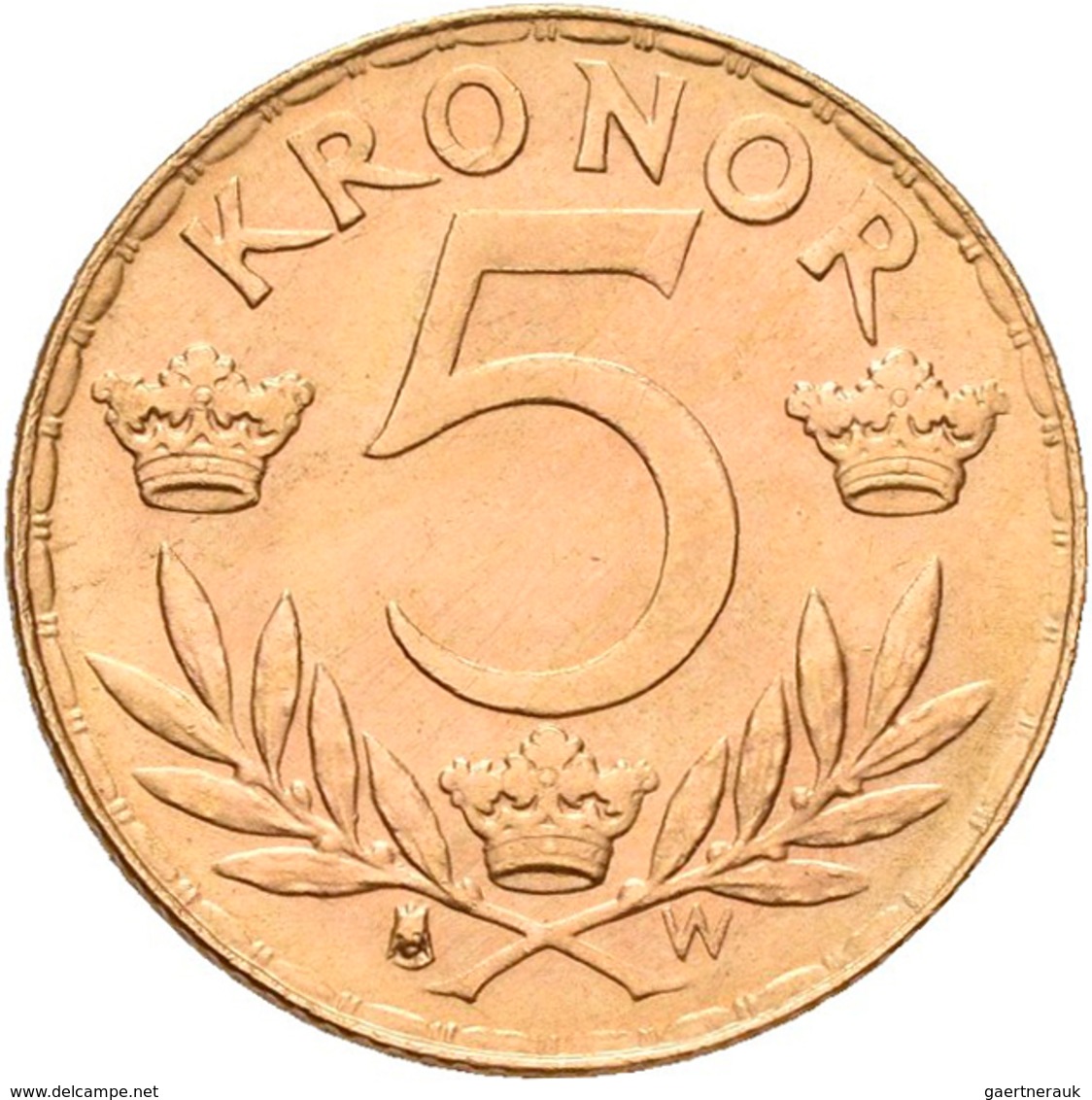 Schweden - Anlagegold: Gustav V. 1907-1905: 5 Kronor 1920. KM# 797, Friedberg 97. 2,24 G, 900/1000 G - Sweden