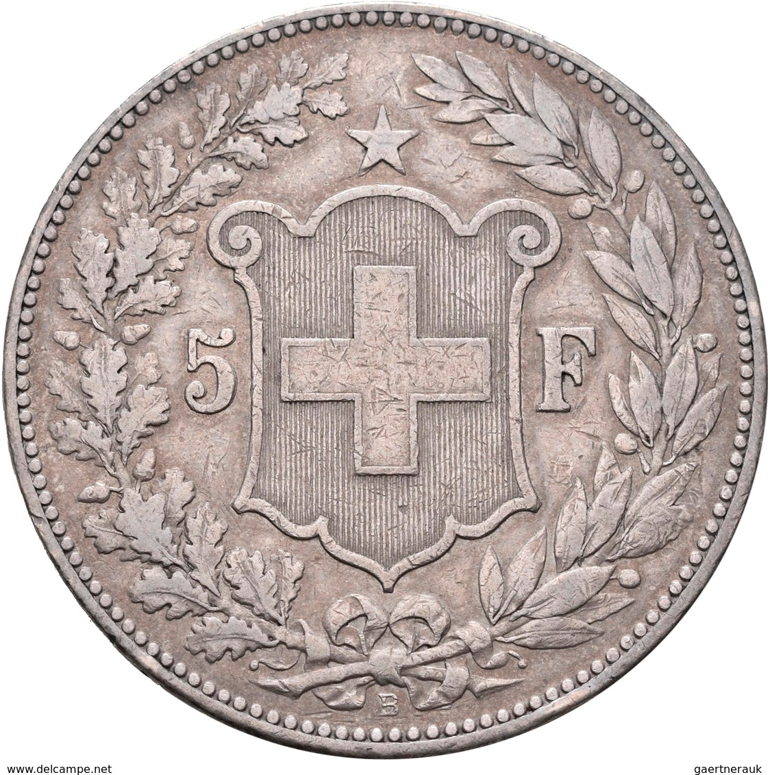 Schweiz: Eidgenossenschaft: 5 Franken 1890, HMZ 2-1198c, 24,90 G, Sehr Schön. - Altri & Non Classificati