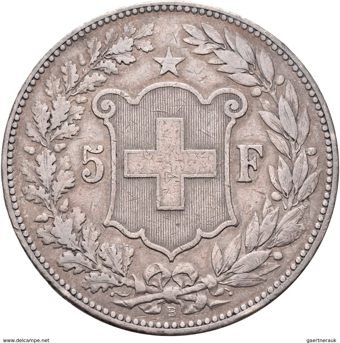 Schweiz: Eidgenossenschaft: 5 Franken 1890, HMZ 2-1198c, 24,90 G, Sehr Schön. - Other & Unclassified