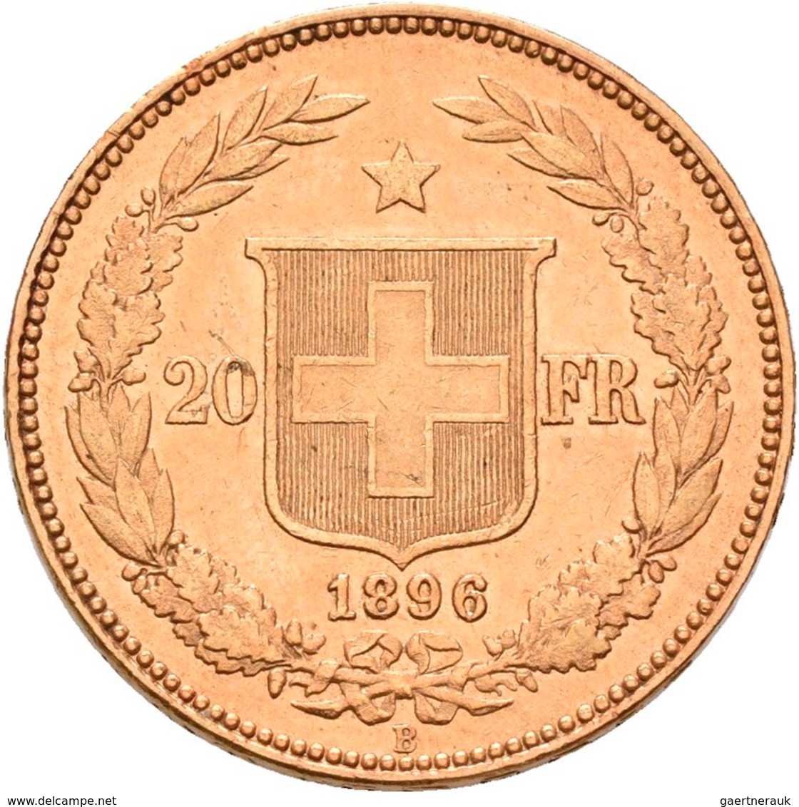 Schweiz - Anlagegold: 20 Franken 1896 B Helvetia. KM# 31.3, Friedberg 495. 6,45 G, 900/1000 Gold (rö - Sonstige & Ohne Zuordnung