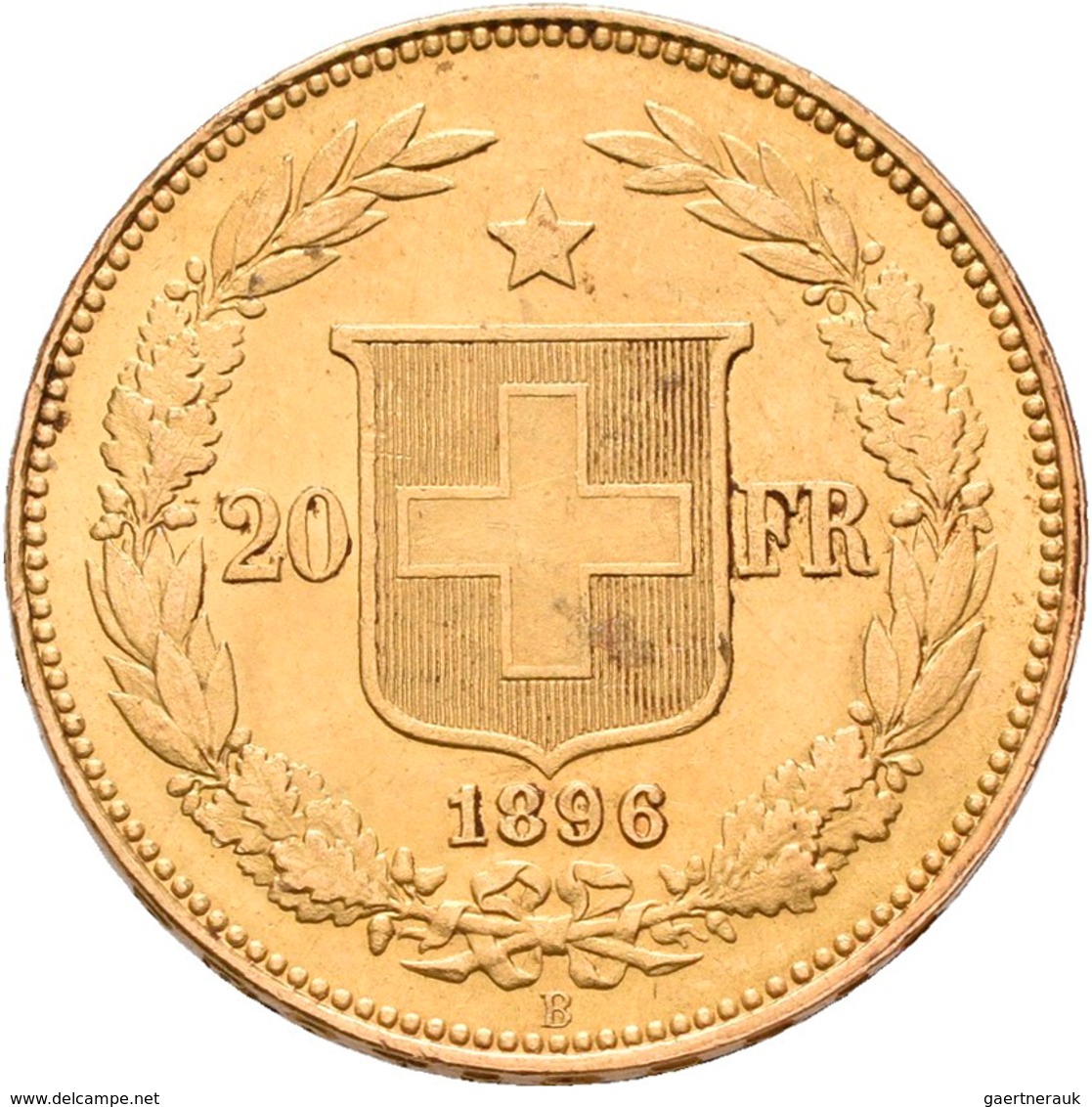 Schweiz - Anlagegold: 20 Franken 1896 B Helvetia. KM# 31.3, Friedberg 495. 6,45 G, 900/1000 Gold. Se - Altri & Non Classificati